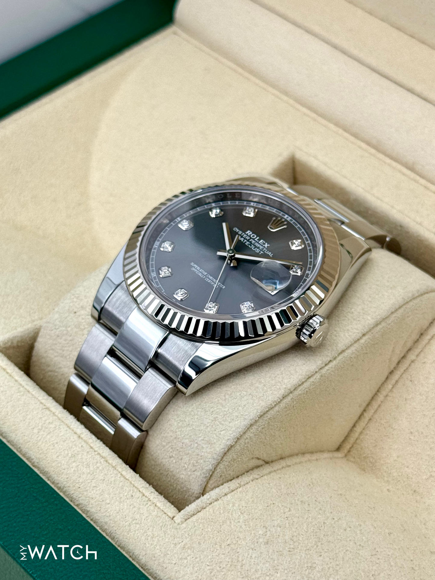 2022 Rolex Datejust 41mm 126334 Stainless Steel Oyster Rhodium Diamond Dial