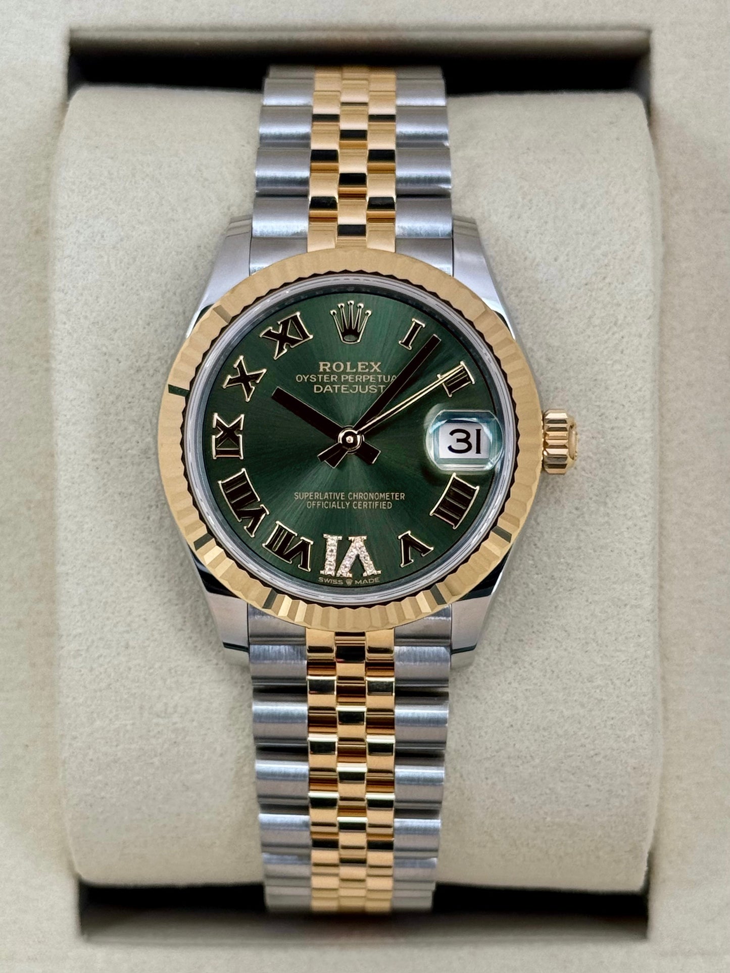 NEW 2026 Rolex Ladies Datejust 31mm 278273 Two-Tone Jubilee Green Dial - MyWatchLLC
