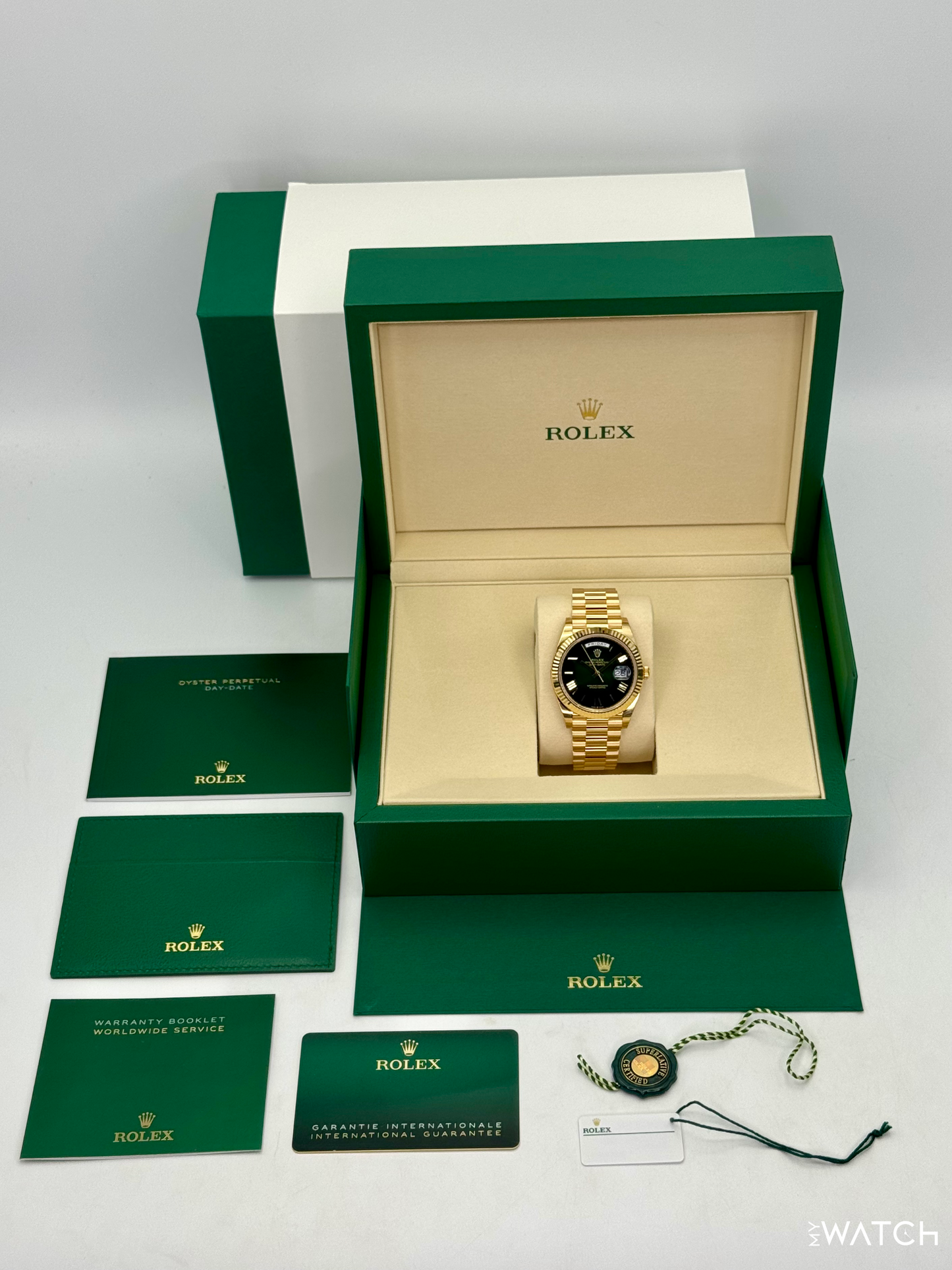 NEW 2026 Rolex Day-Date 40mm 228238 Presidential Green Ombre Dial (STICKERED) - MyWatchLLC