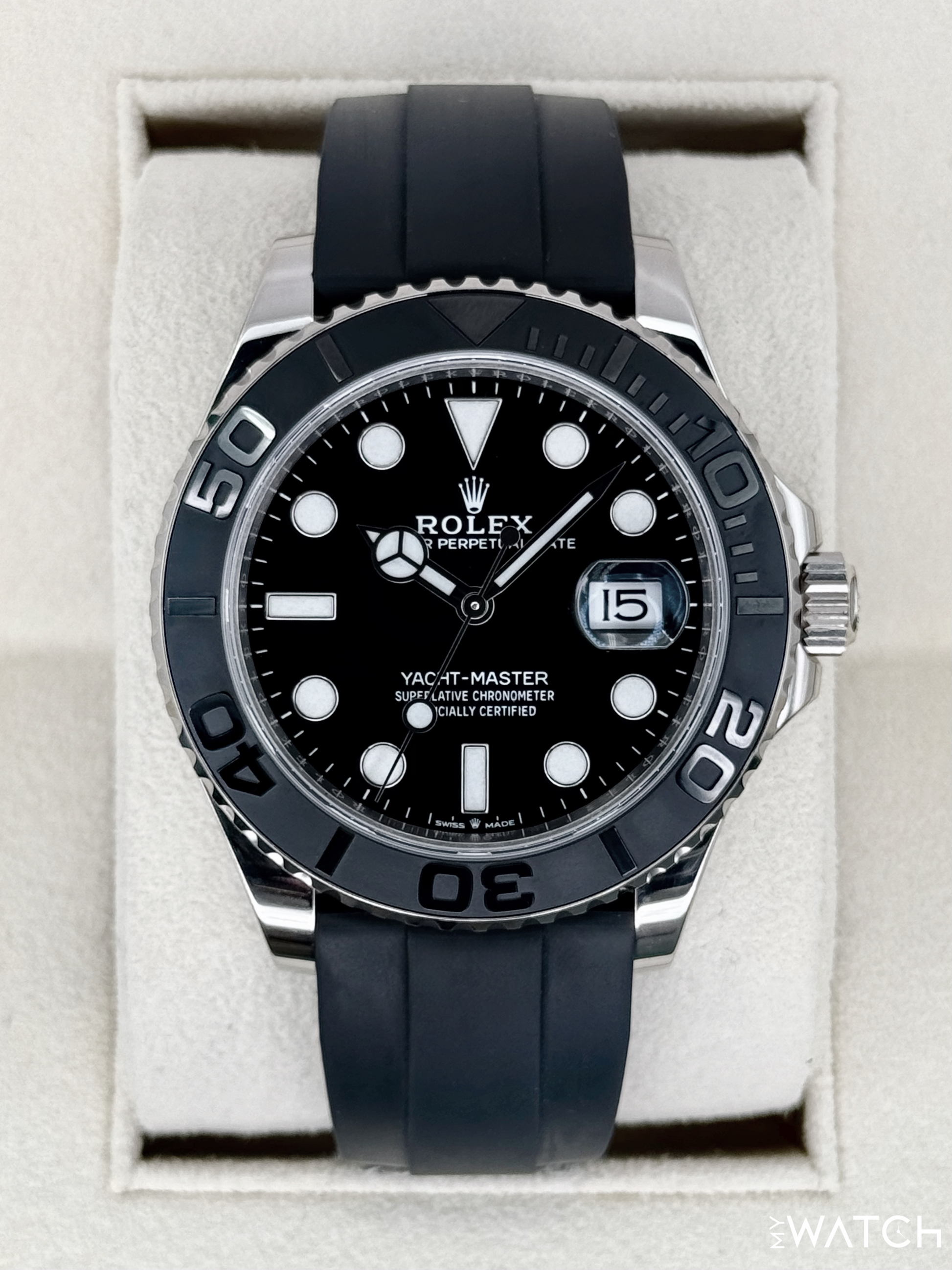 2021 Rolex Yacht-Master 42mm 226659 White Gold Oysterflex Black Dial - MyWatchLLC