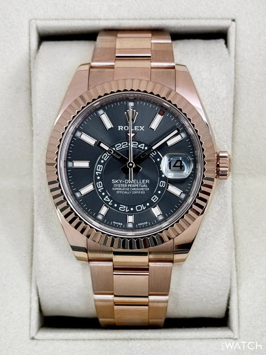 2019 Rolex Sky-Dweller 42mm 326935 Rose Gold Oyster Rhodium Dial - MyWatchLLC
