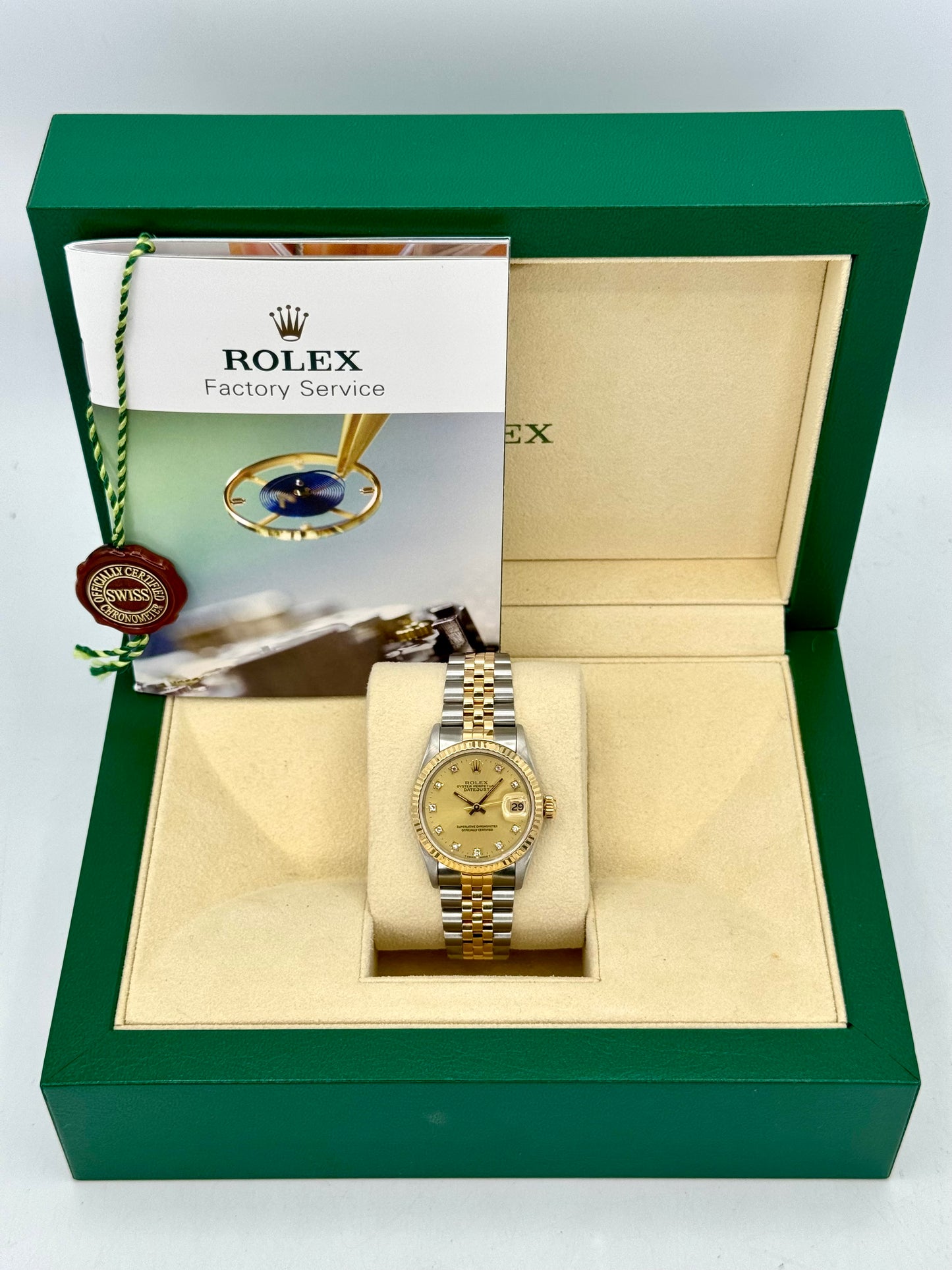 1991 Rolex Datejust 31mm 68273 Two-Tone Jubilee Champagne Diamond DIal