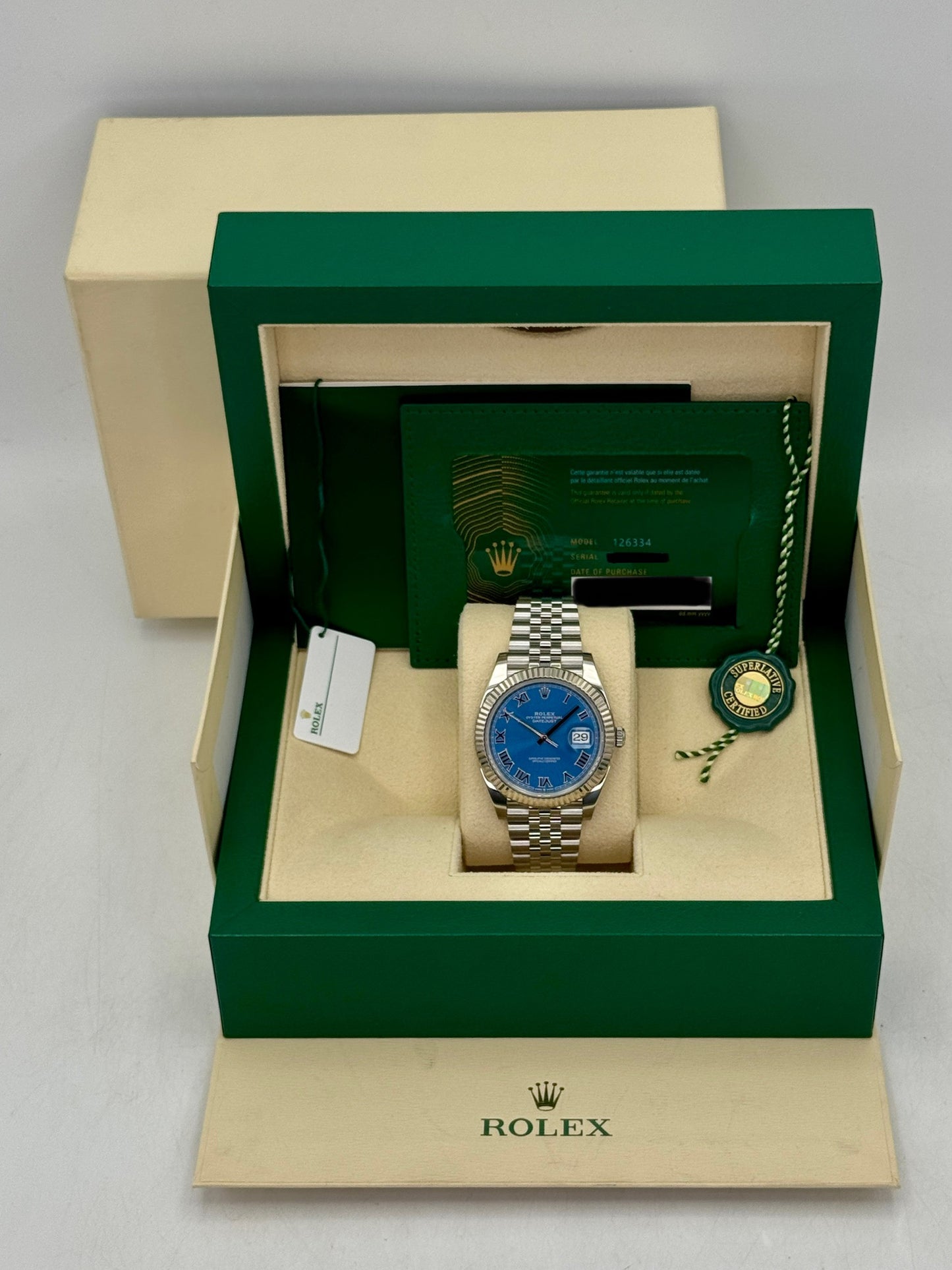 2025 Rolex Datejust 41mm 126334 Stainless Steel Jubilee Azzurro Blue Dial