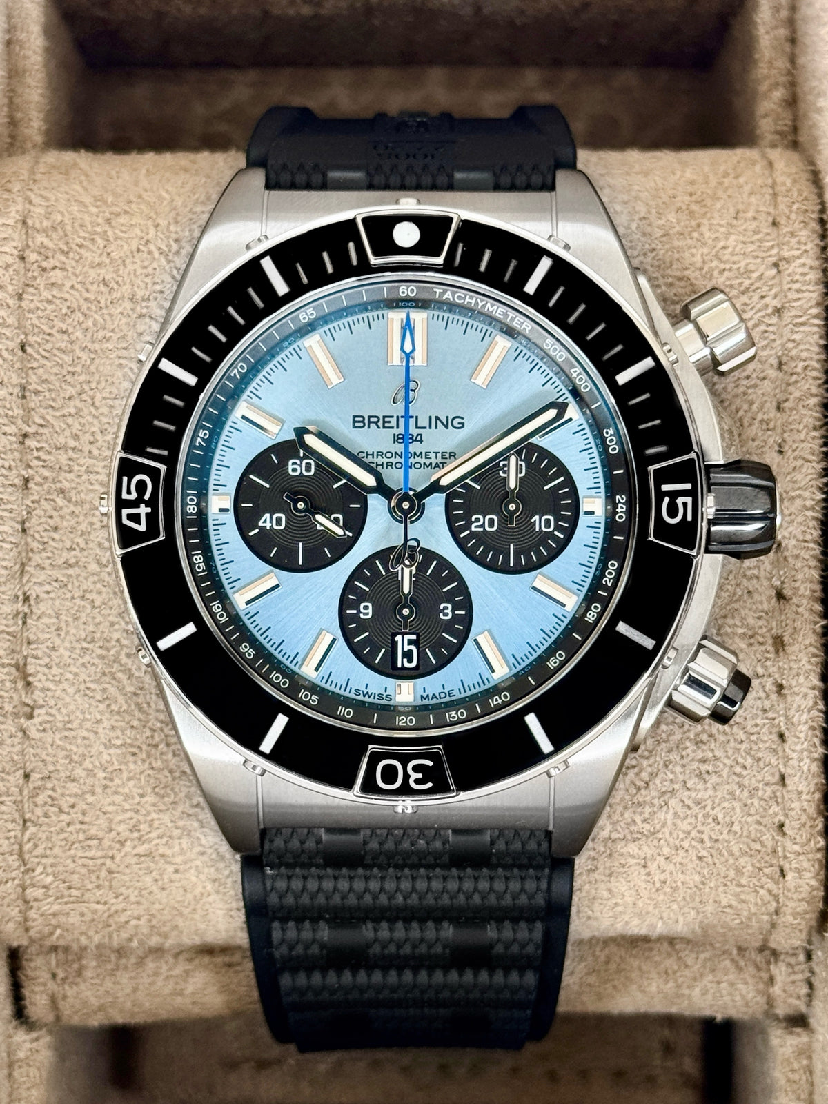2026 Breitling Super Chronomat B01 44mm PB0136 Stainless Steel Blue Dial