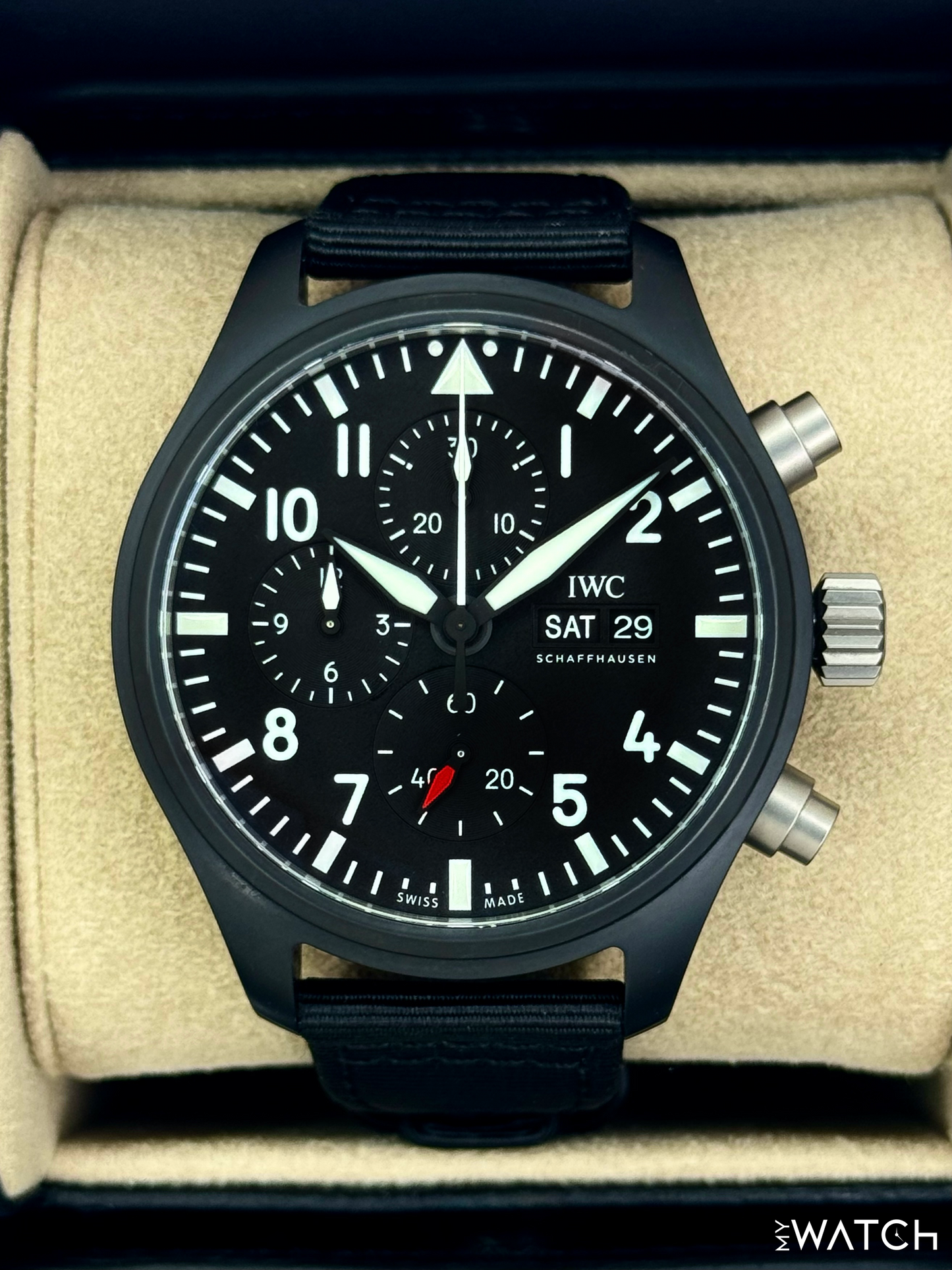 2024 IWC Pilot’s Watch Chronograph "Top Gun" 44.5mm IW389101 Ceramic Black Dial