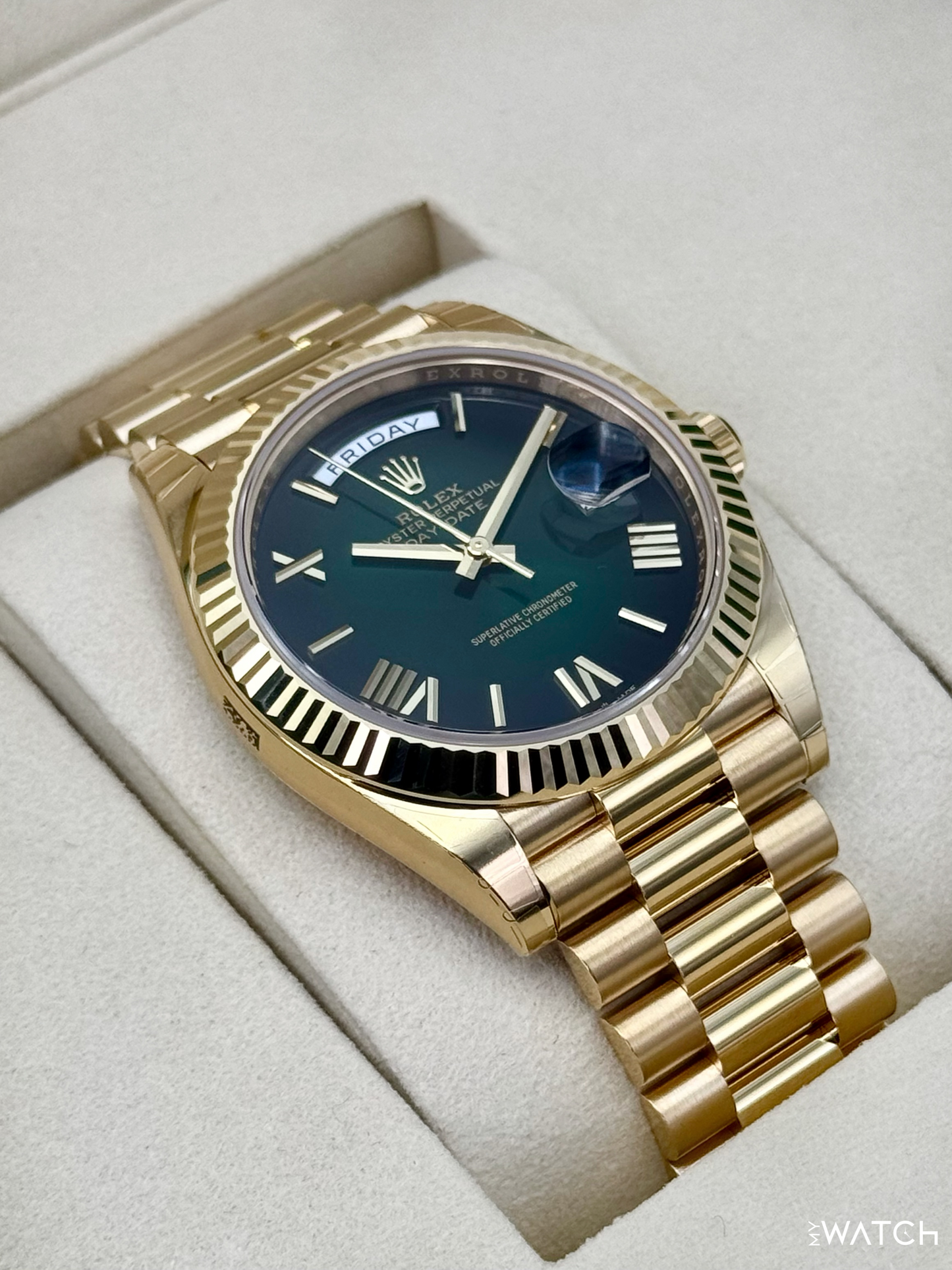 NEW 2026 Rolex Day-Date 40mm 228238 Presidential Green Ombre Dial (STICKERED) - MyWatchLLC