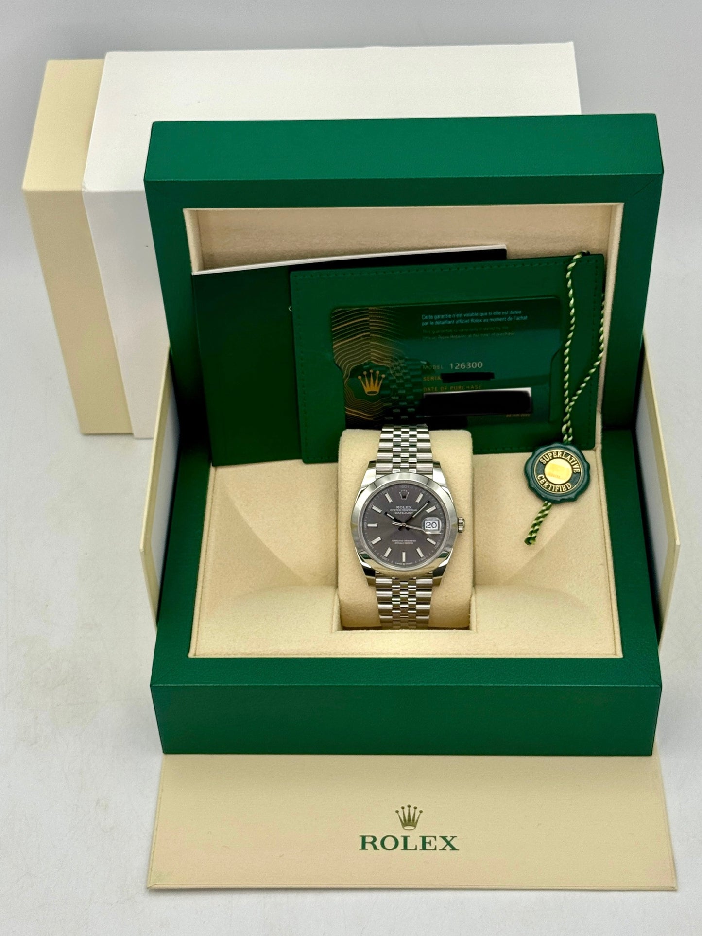 2024 Rolex Datejust 41mm 126300 Stainless Steel Jubilee Rhodium Dial