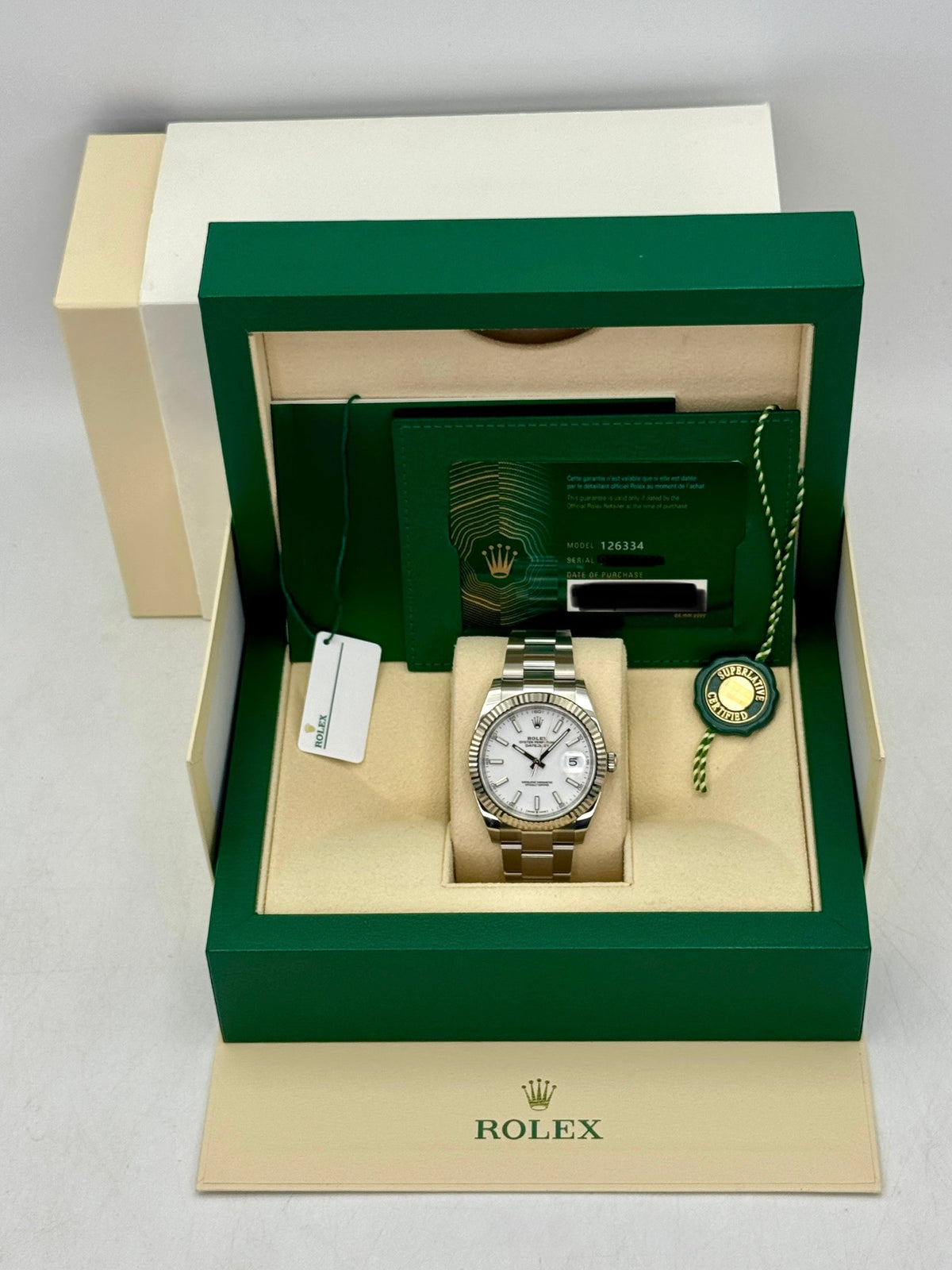 2022 Rolex Datejust 41mm 126334 Stainless Steel Oyster White Dial