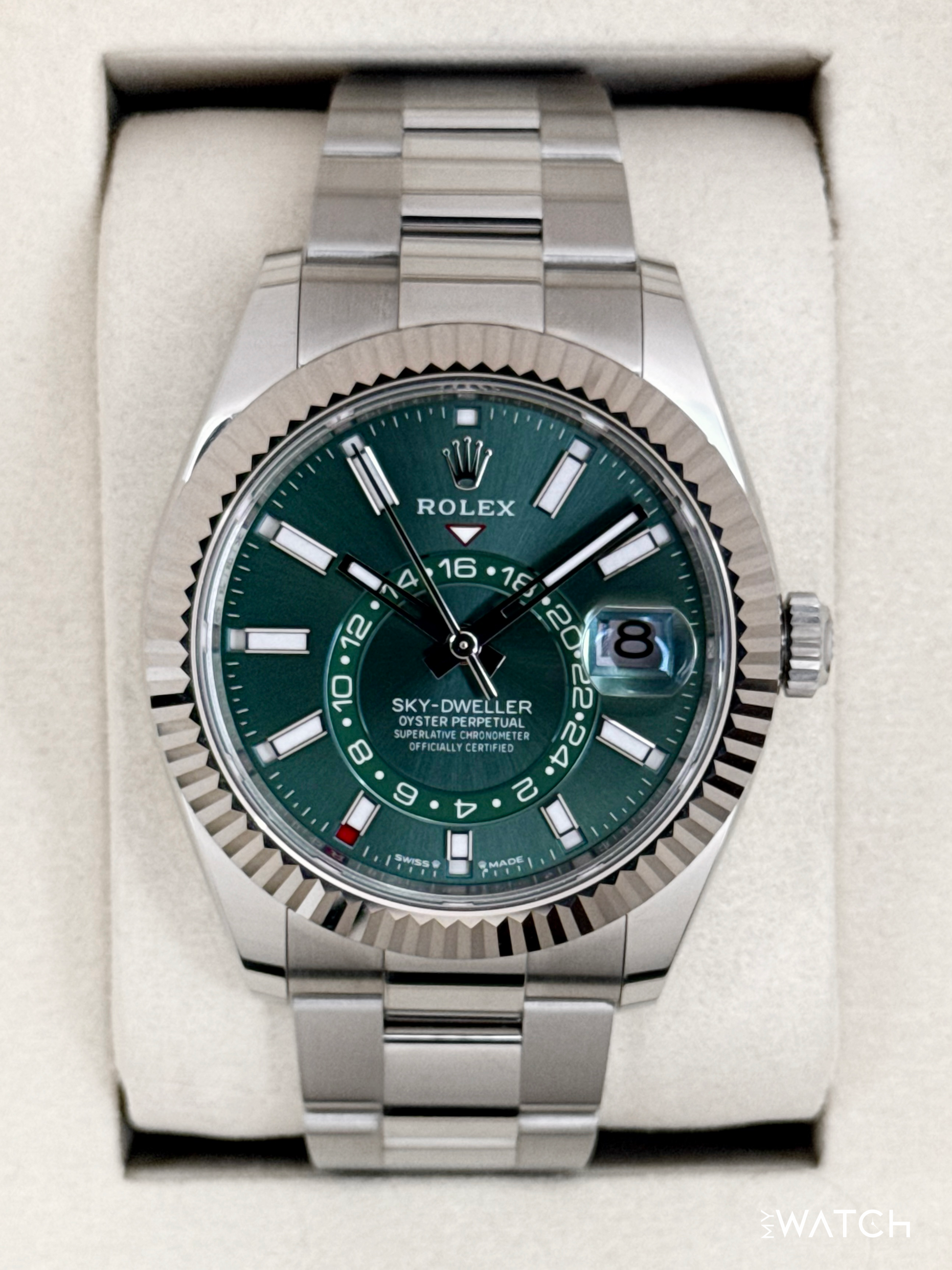 NEW 2025 Rolex Sky-Dweller 42mm 336934 Oyster Green Dial - MyWatchLLC