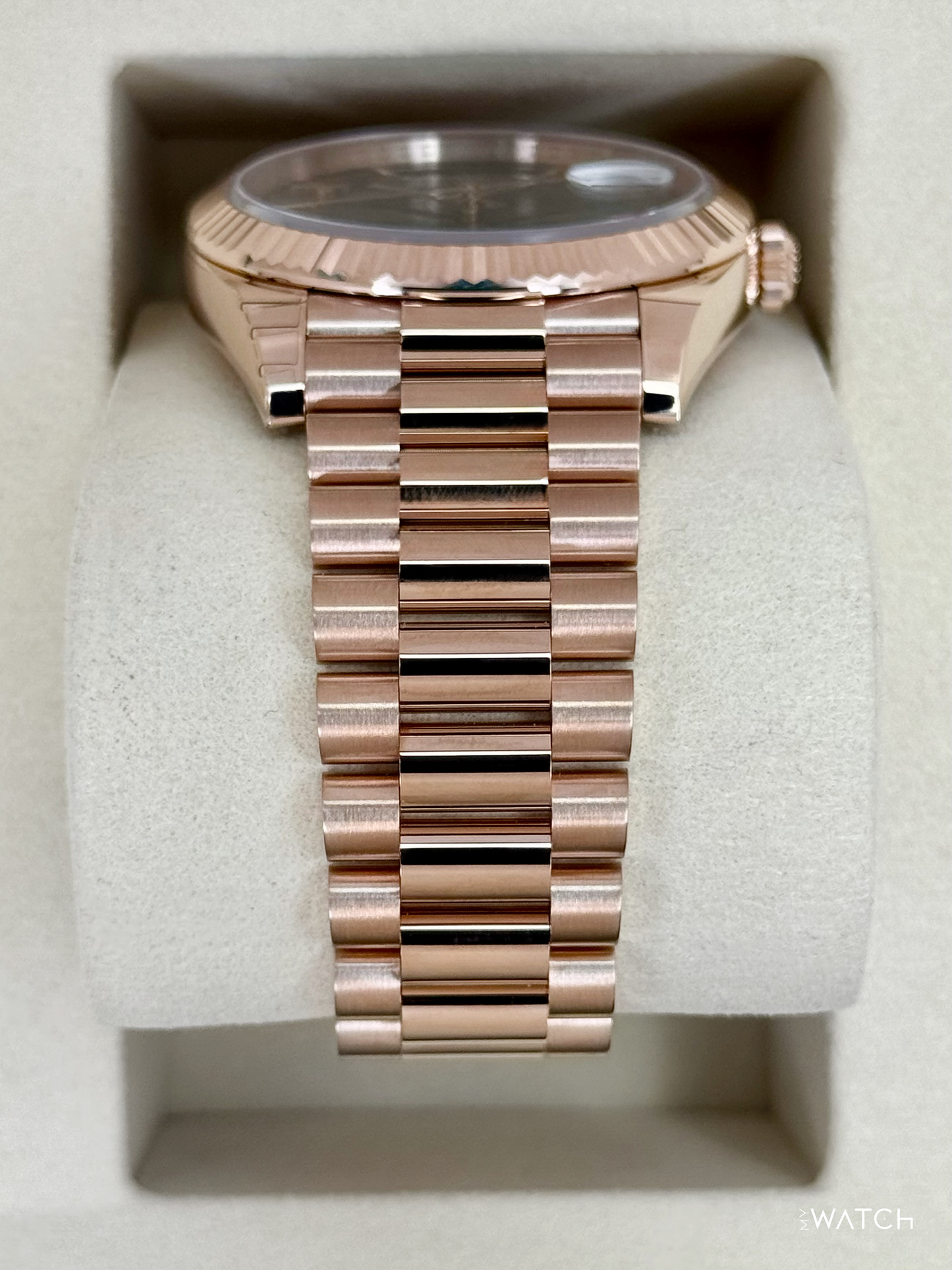 NEW 2025 Rolex Day-Date 40mm 228235 Presidential Rose Gold Olive Green Dial (STICKERED) - MyWatchLLC