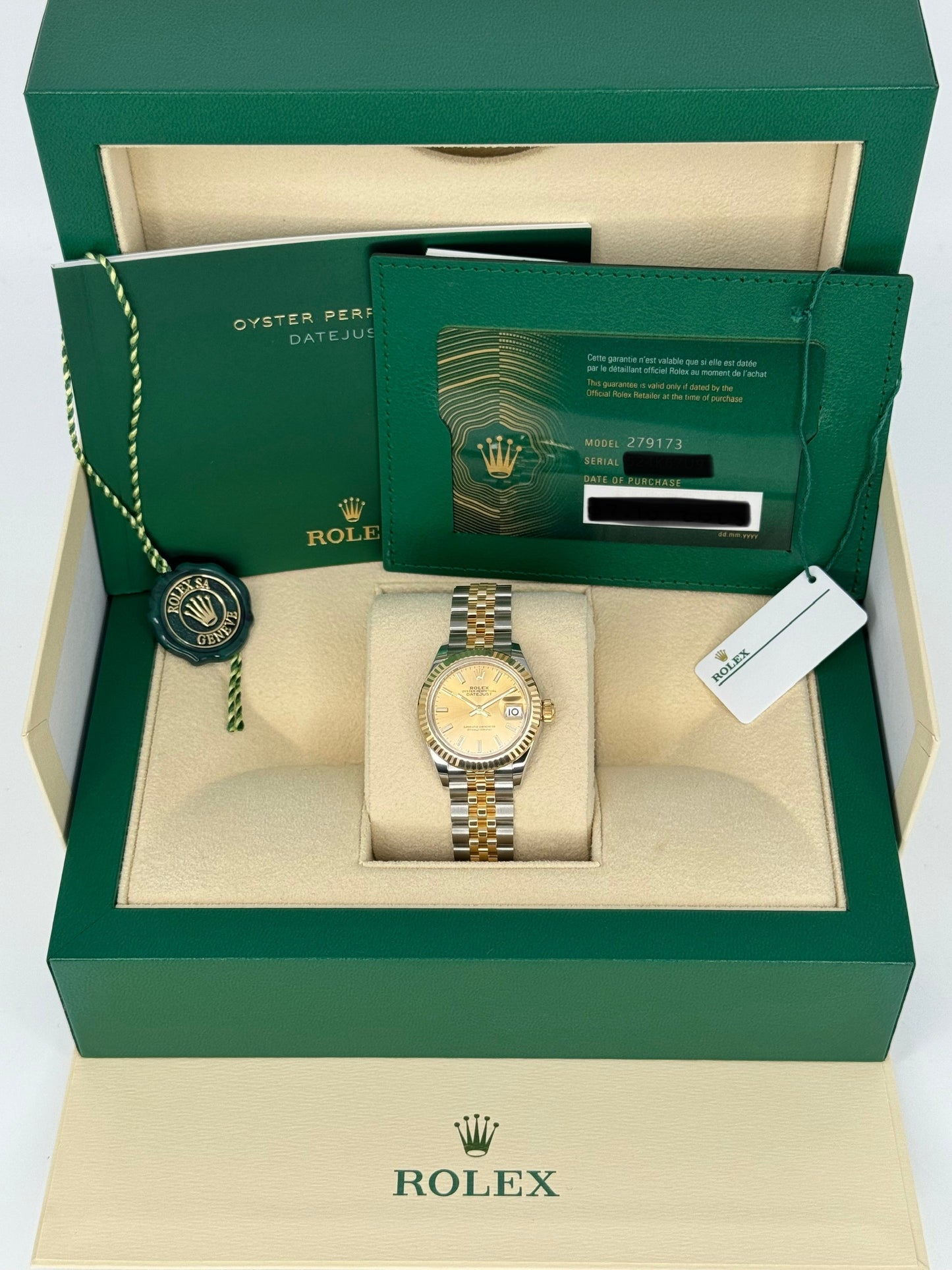 NEW 2024 Rolex Lady Datejust 28mm 279173 Jubilee Champagne Dial