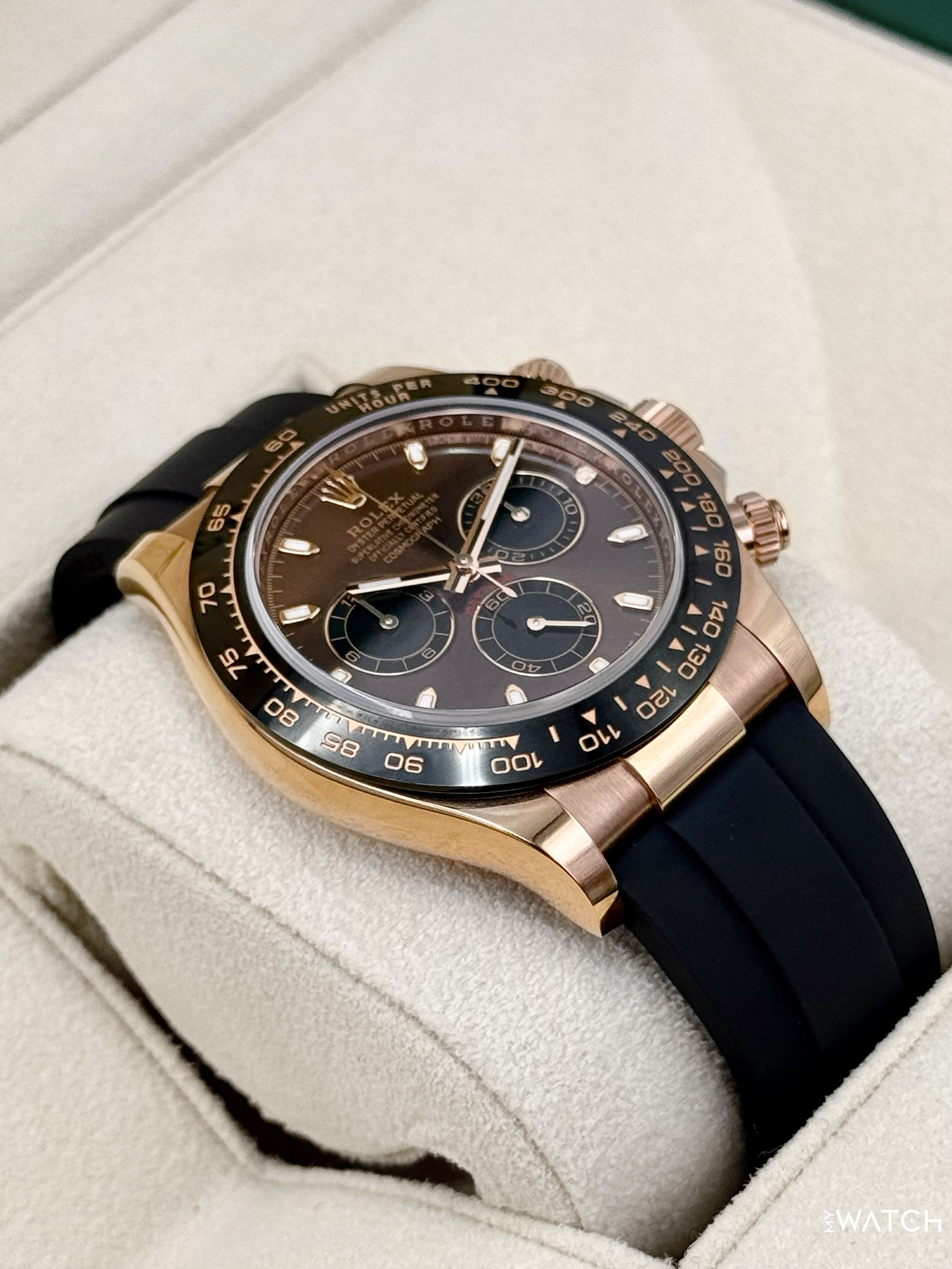 2023 Rolex Daytona 40mm 116515LN Rose Gold Oysterflex Chocolate Dial - MyWatchLLC