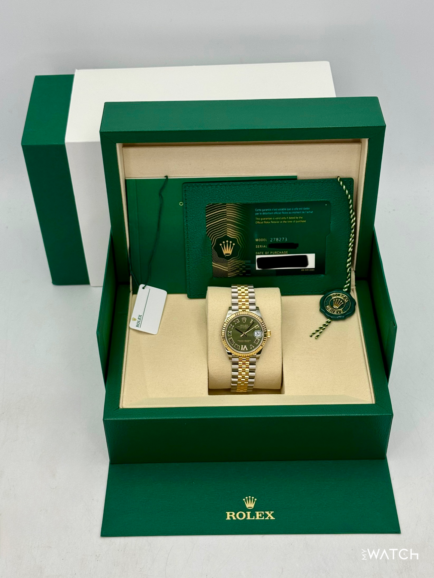 NEW 2026 Rolex Ladies Datejust 31mm 278273 Two-Tone Jubilee Green Dial - MyWatchLLC