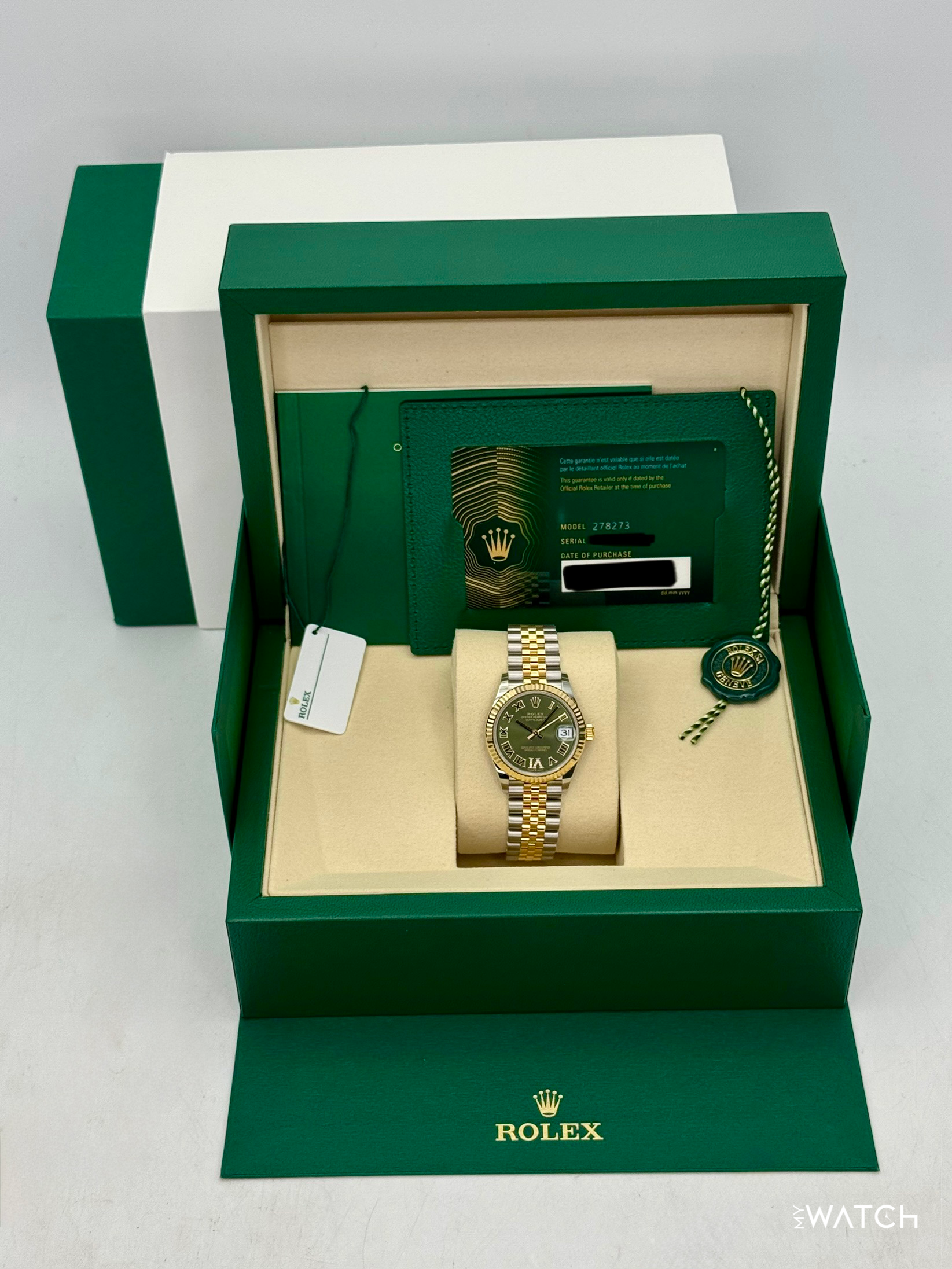 NEW 2026 Rolex Ladies Datejust 31mm 278273 Two-Tone Jubilee Green Dial - MyWatchLLC
