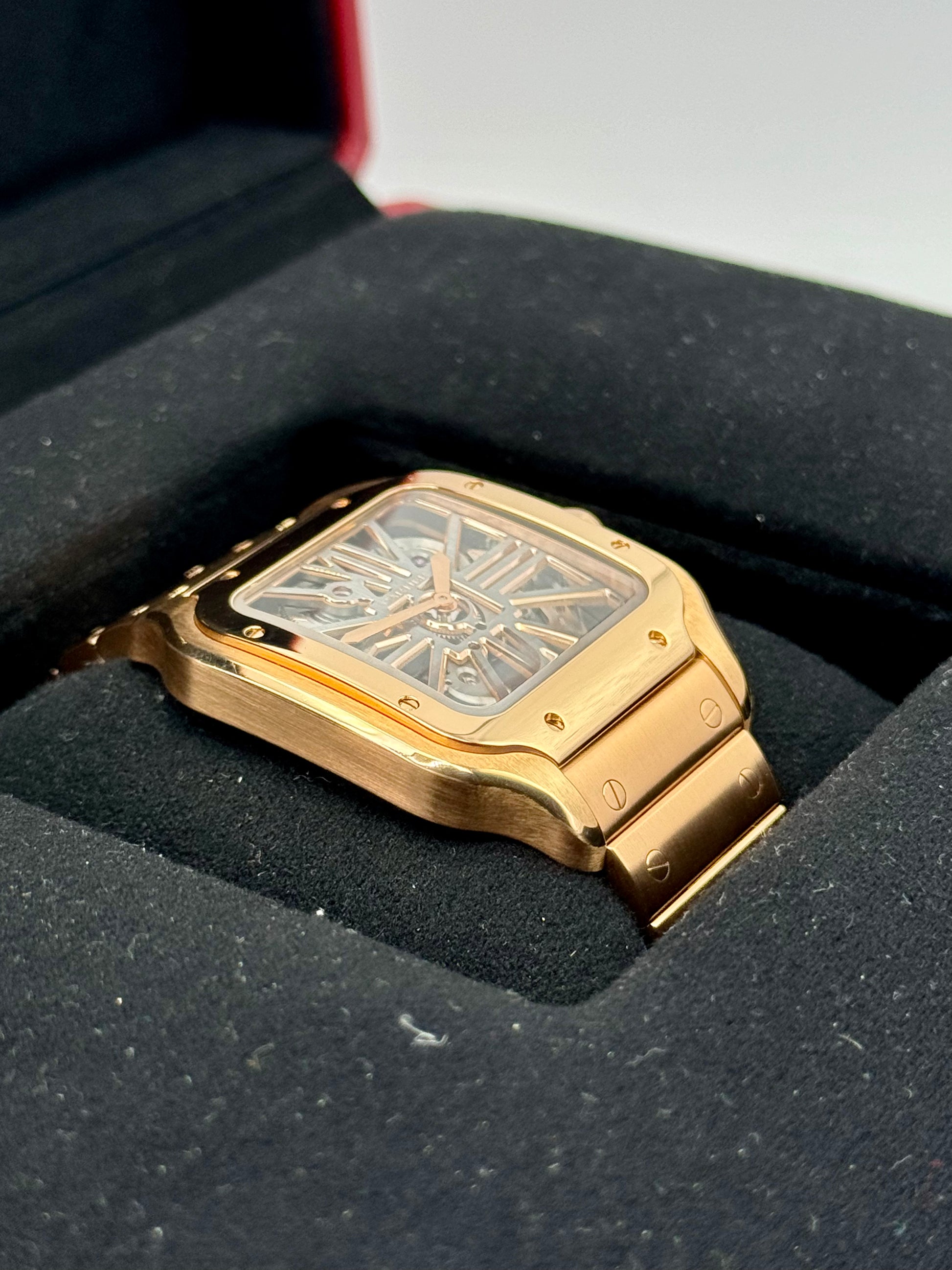 Rose gold santos 2025 de cartier skeleton