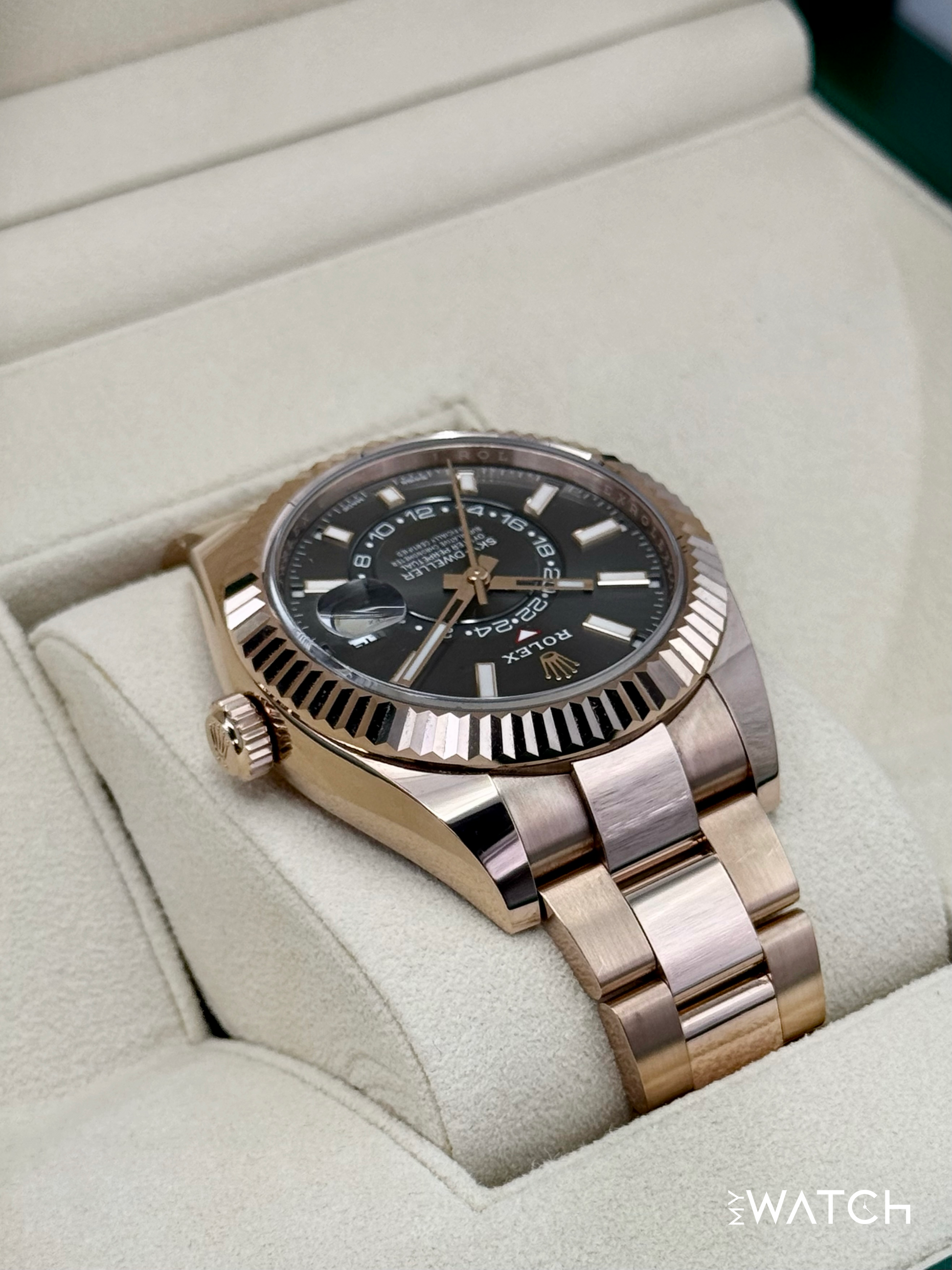 2023 Rolex Sky-Dweller 42mm 326935 Rose Gold Oyster Rhodium Dial - MyWatchLLC