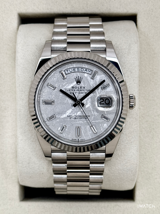 NEW 2026 Rolex Day-Date 40mm 228239 Presidential White Gold Meteorite Diamond Dial - MyWatchLLC
