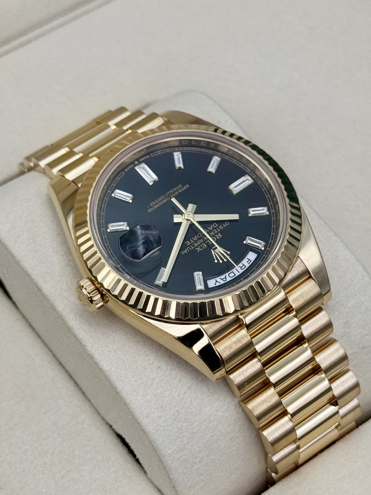 Rolex Day-Date 40mm 228238 Yellow Gold Black Diamond Dial
