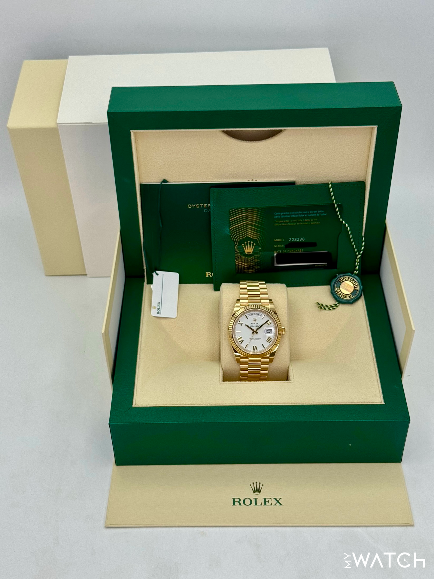 2024 Rolex Day-Date 40mm 228238 Presidential White Dial
