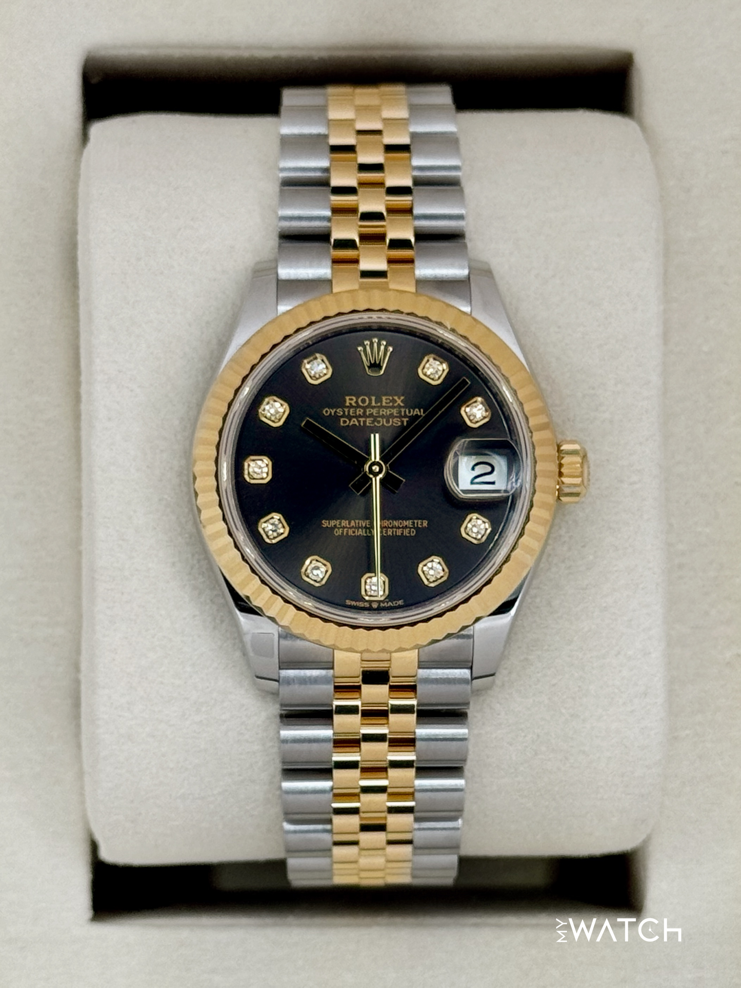 NEW 2025 Rolex Lady Datejust 31mm 278273 Two-Tone Dark Grey Diamond Dial