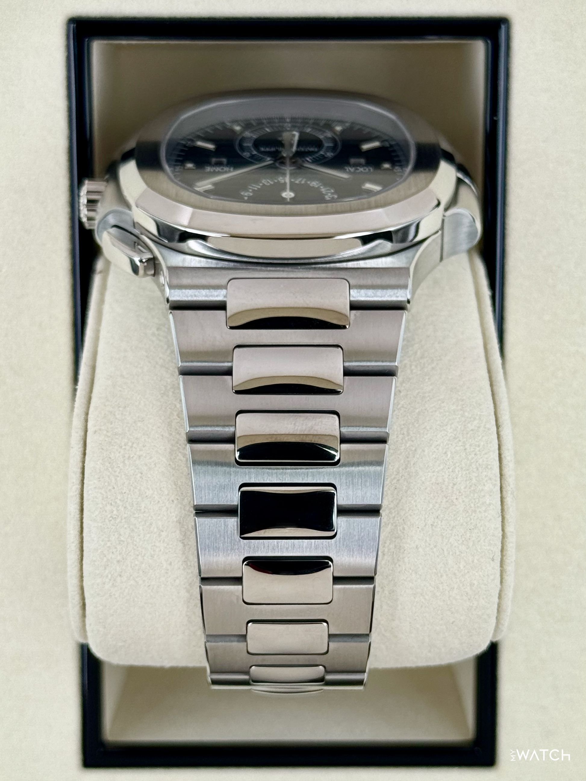 NEW 2026 Patek Philippe Nautilus Travel Time Chrono 40.5mm 5990 Blue-Noir Dial - MyWatchLLC
