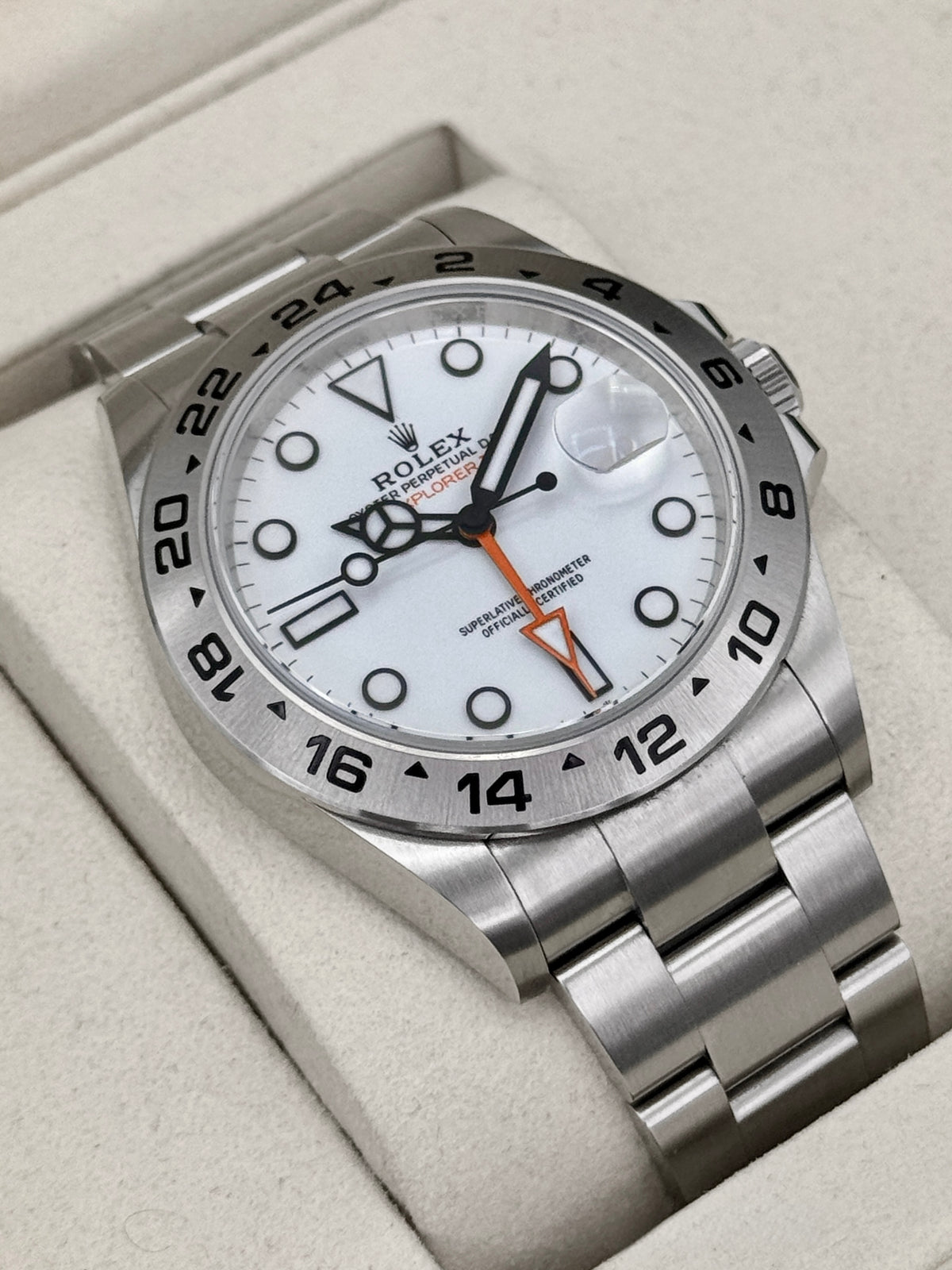 2025 Rolex Explorer II 42mm 226570 Stainless Steel Polar White Dial