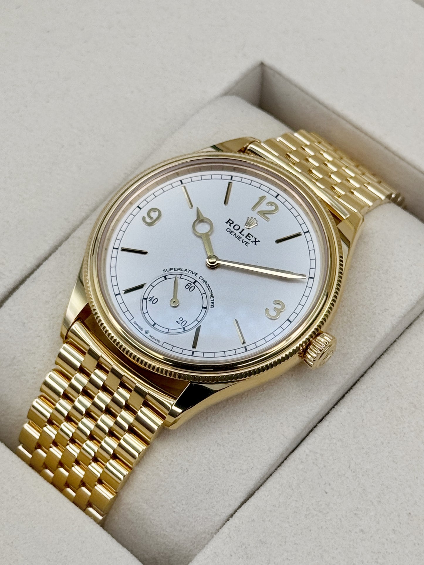 NEW 2026 Rolex 1908 39mm 52508 Yellow Gold Settimo Bracelet White Dial