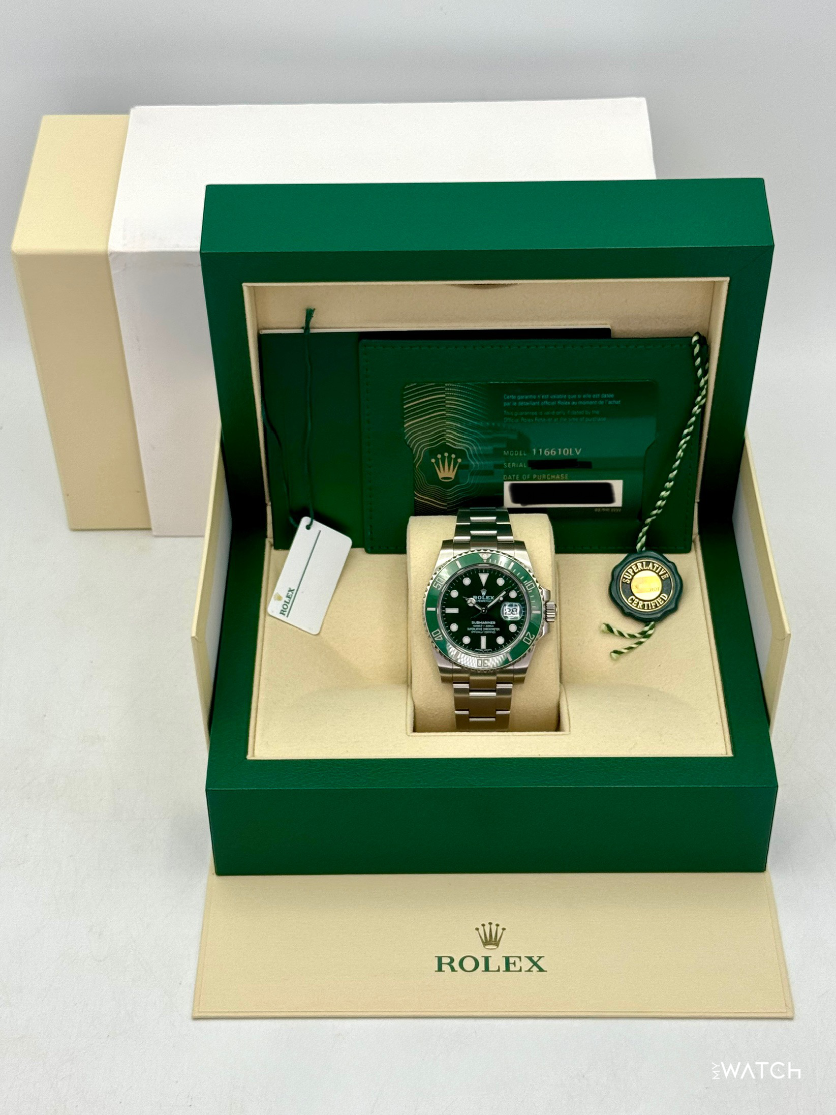 2020 Rolex Submariner “Hulk” 40mm 116610LV Green Dial (GREEN CARD) - MyWatchLLC