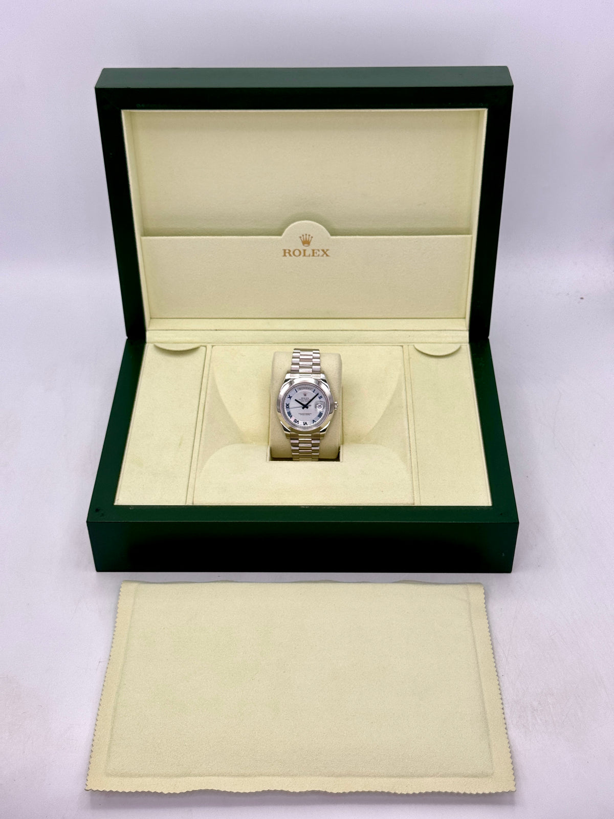 2009 Rolex Day-Date II 41mm 218206 Platinum Ice Blue Roman Numeral Dial