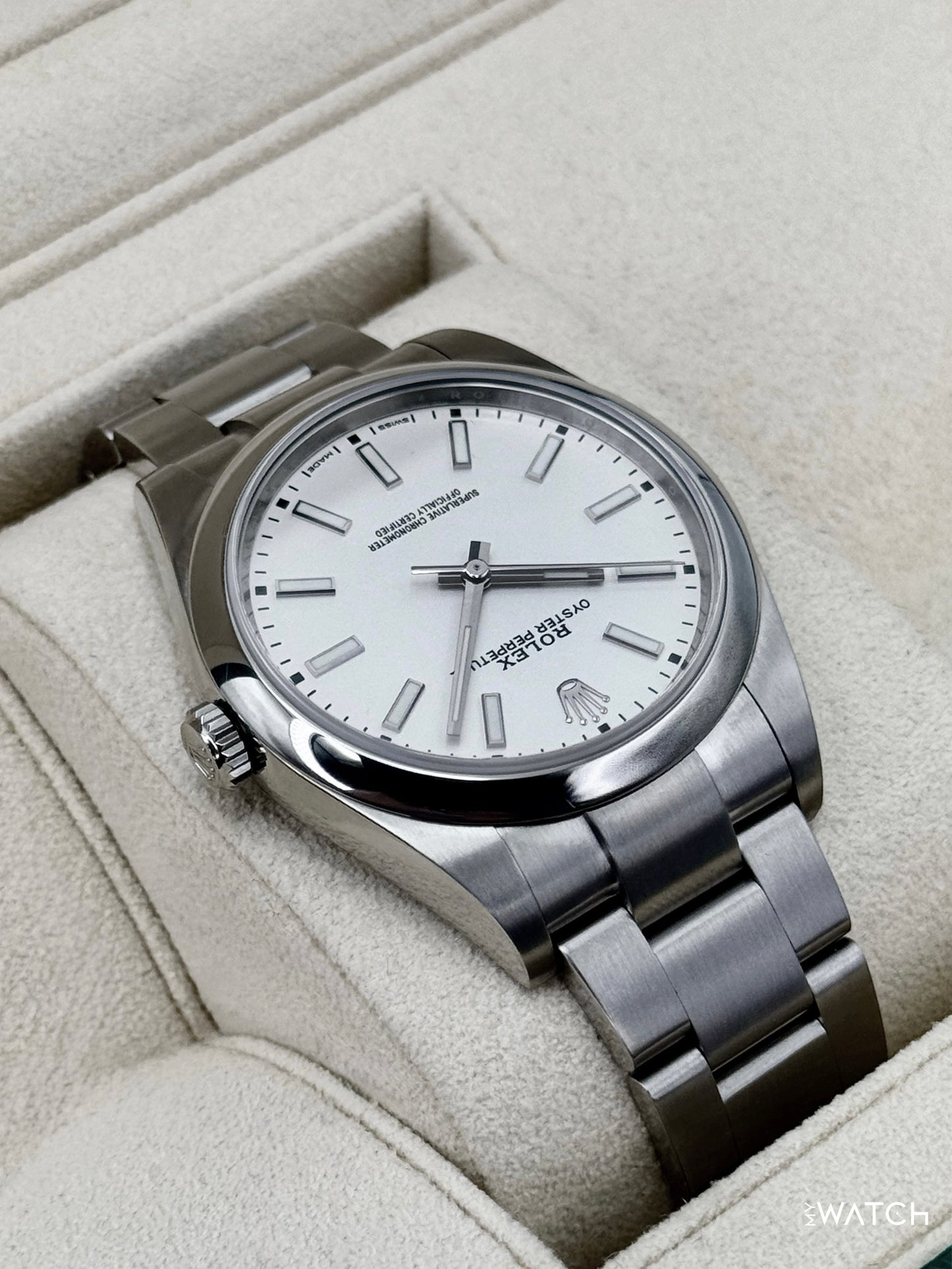 2019 Rolex Oyster Perpetual 39mm 114300 Stainless Steel White Dial - MyWatchLLC