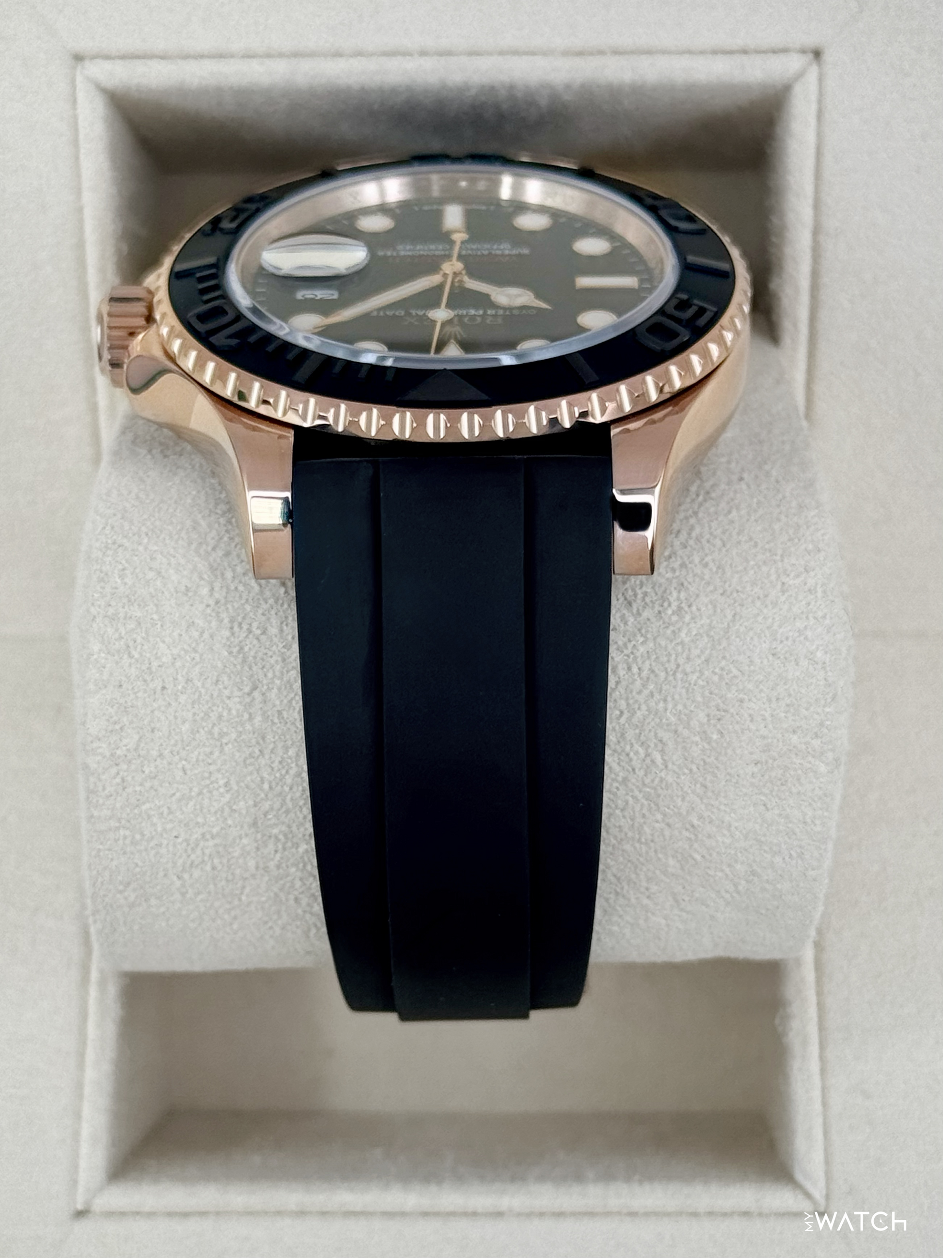 2019 Rolex Yacht-Master 40mm 116655 Rose Gold Oysterflex Black Dial - MyWatchLLC