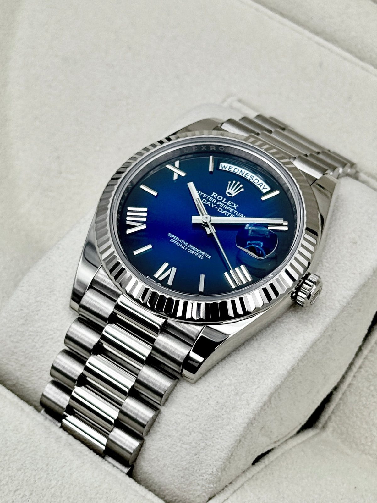 2024 Rolex Day-Date 40mm 228239 Presidential Blue Ombre Dial