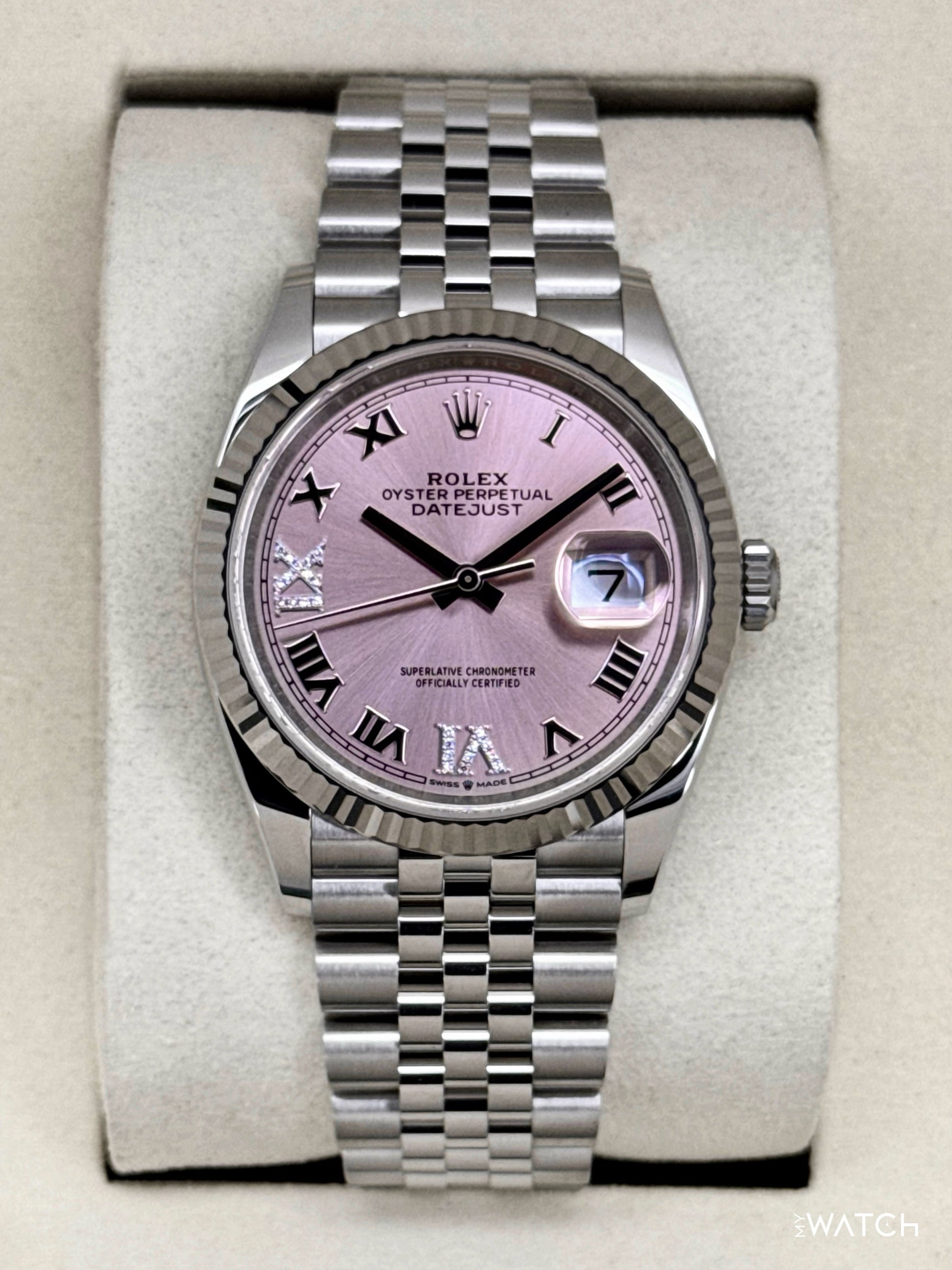 NEW 2026 Rolex Datejust 36mm 126234 Stainless Steel Jubilee Pink Diamond Dial - MyWatchLLC