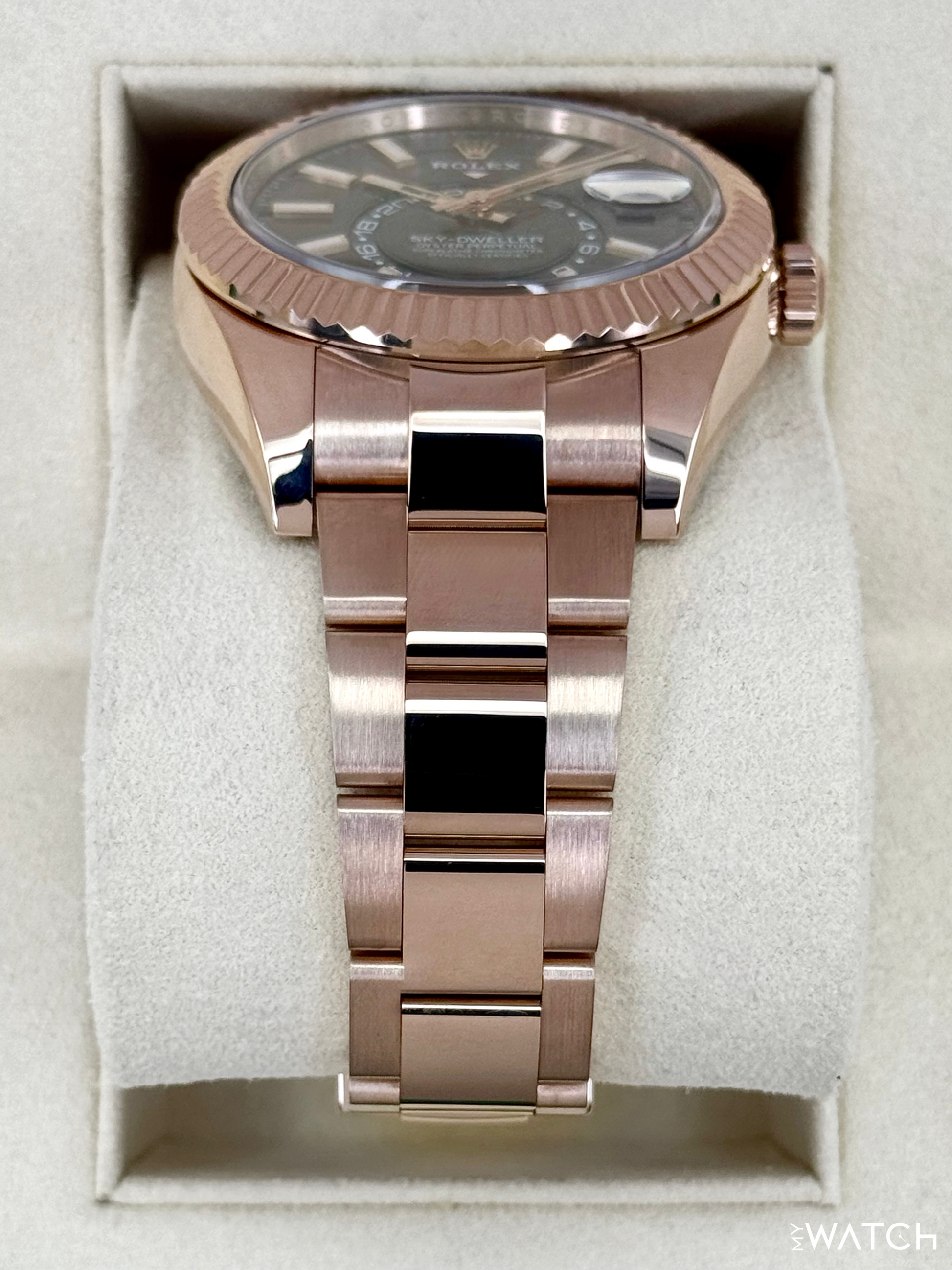 2019 Rolex Sky-Dweller 42mm 326935 Rose Gold Oyster Rhodium Dial - MyWatchLLC
