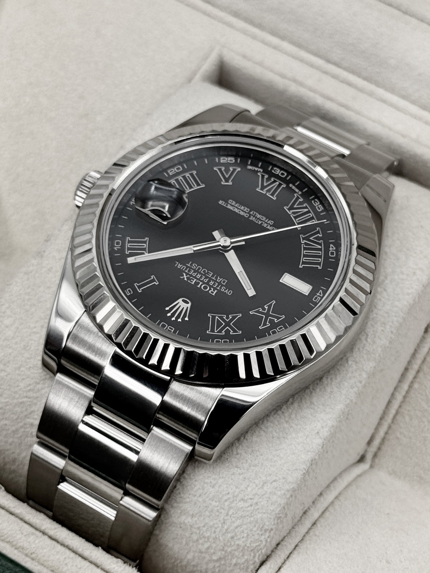 2003 Rolex Datejust II 41mm 116334 Stainless Steel Oyster Black Dial