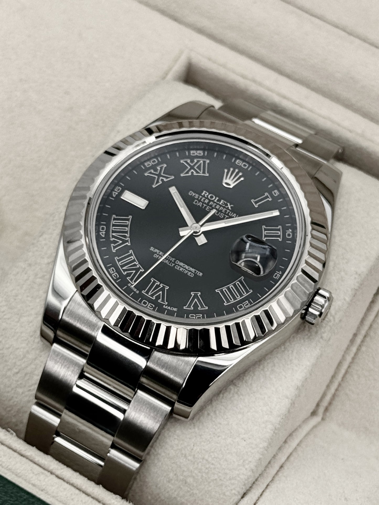 2003 Rolex Datejust II 41mm 116334 Stainless Steel Oyster Black Dial