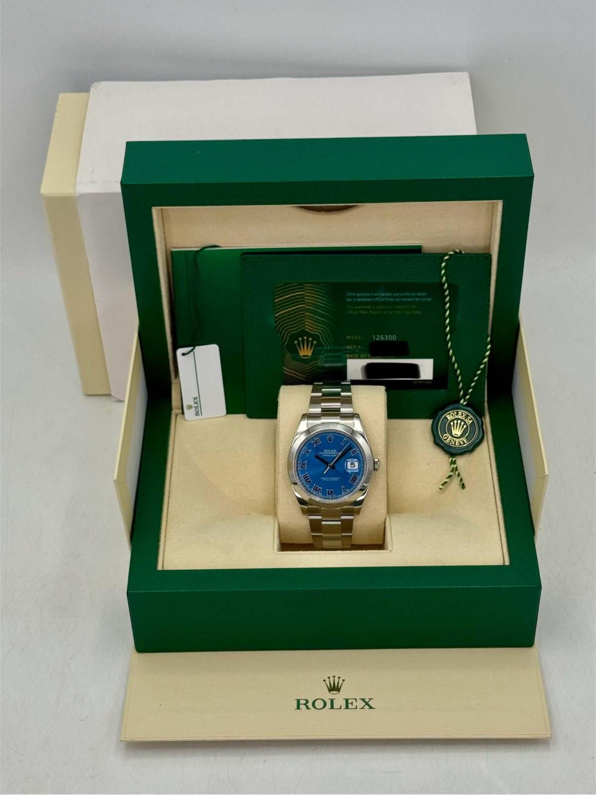 2024 Rolex Datejust 41mm 126300 Stainless Steel Oyster Blue Roman Numeral Dial