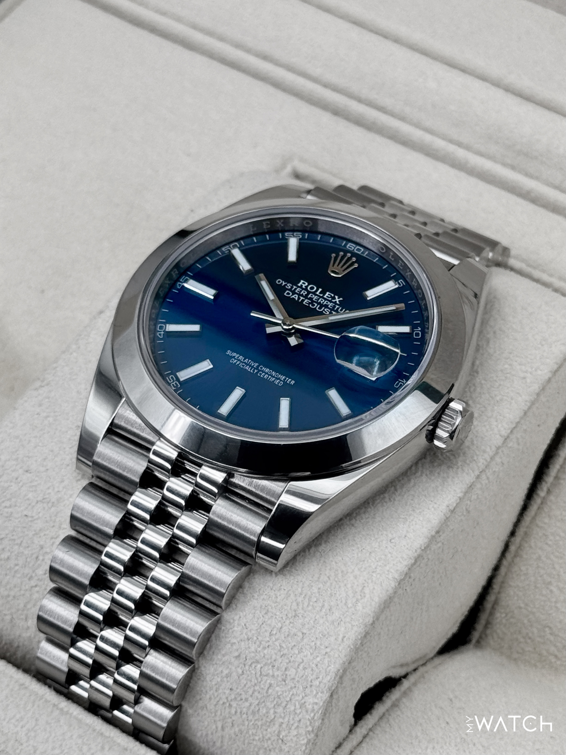 NEW 2023 Rolex Datejust 41mm 126300 Stainless Steel Jubilee Blue Dial - MyWatchLLC