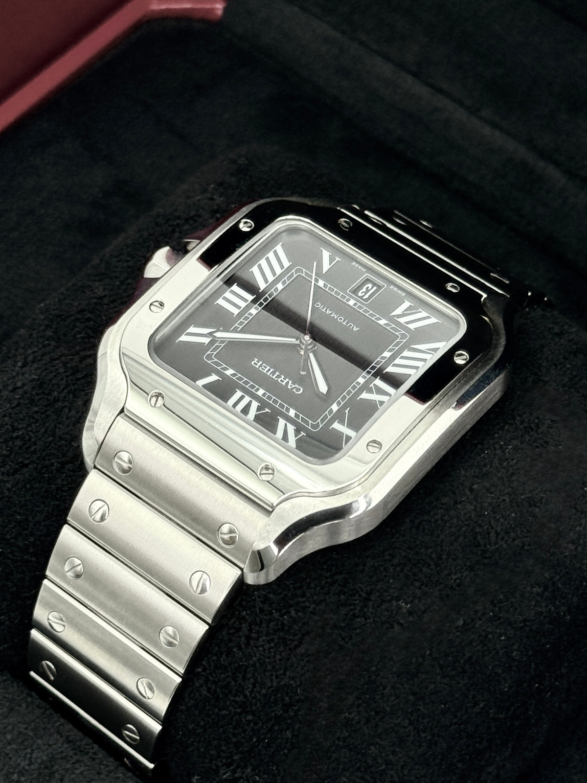NEW 2026 Cartier Santos De Cartier 39mm WSSA0096 Stainless Steel Black Dial