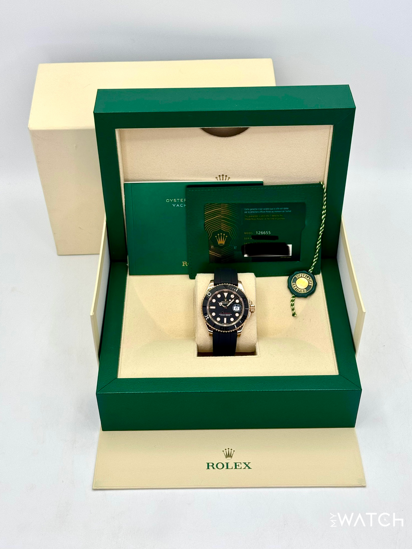 2023 Rolex Yacht-Master 40mm 126655 Rose Gold Oysterflex Black Dial - MyWatchLLC
