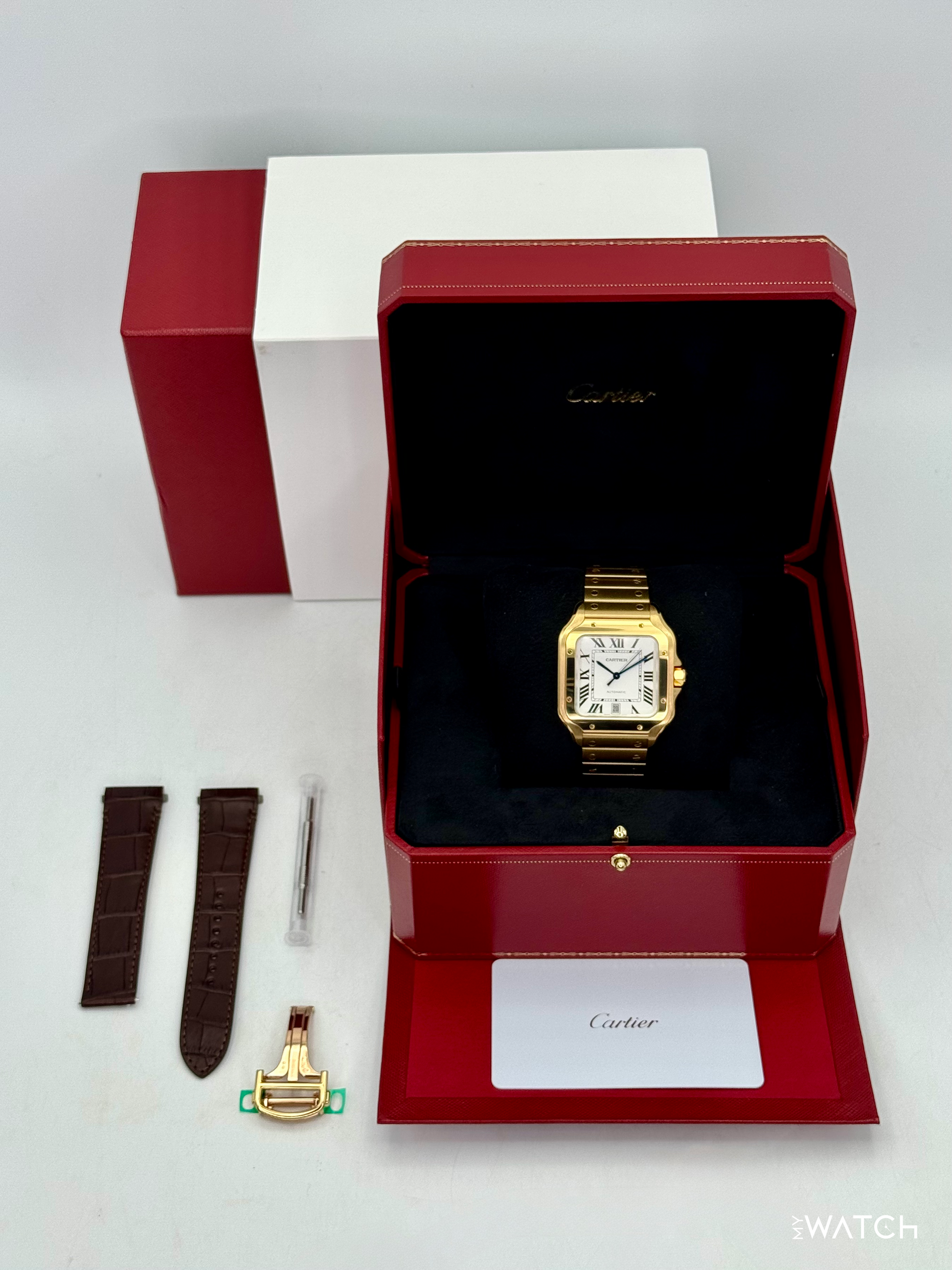 NEW 2026 Cartier Santos De Cartier 39.8mm WGSA0029 Yellow Gold White Dial - MyWatchLLC