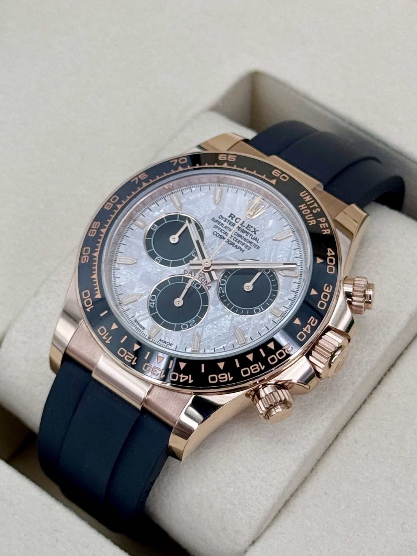 2026 Rolex Daytona 40mm 126515LN Rose Gold Oysterflex Meteorite Dial