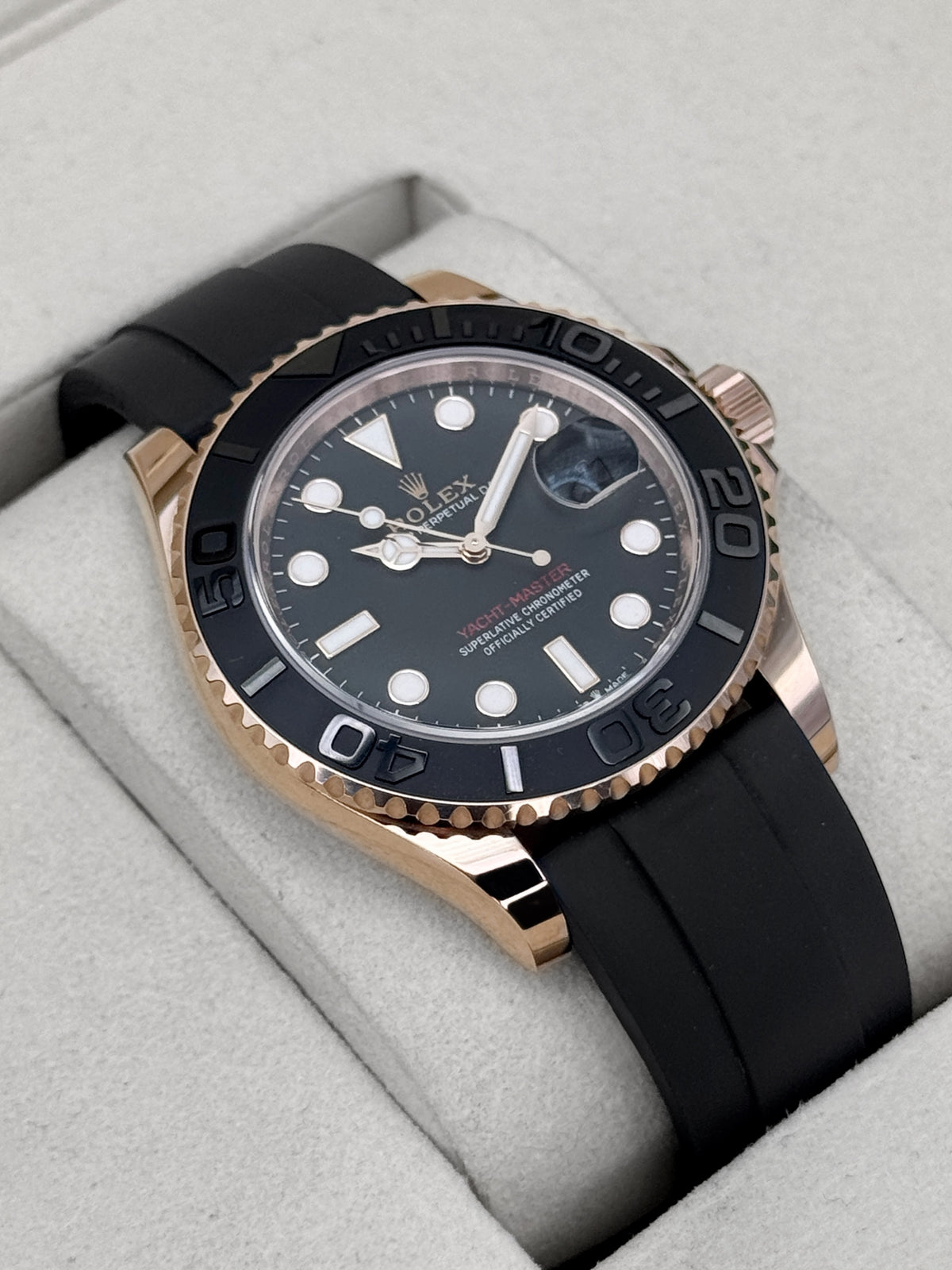 NEW 2026 Rolex Yacht-Master 40mm 126655 Rose Gold Oysterflex Black Dial
