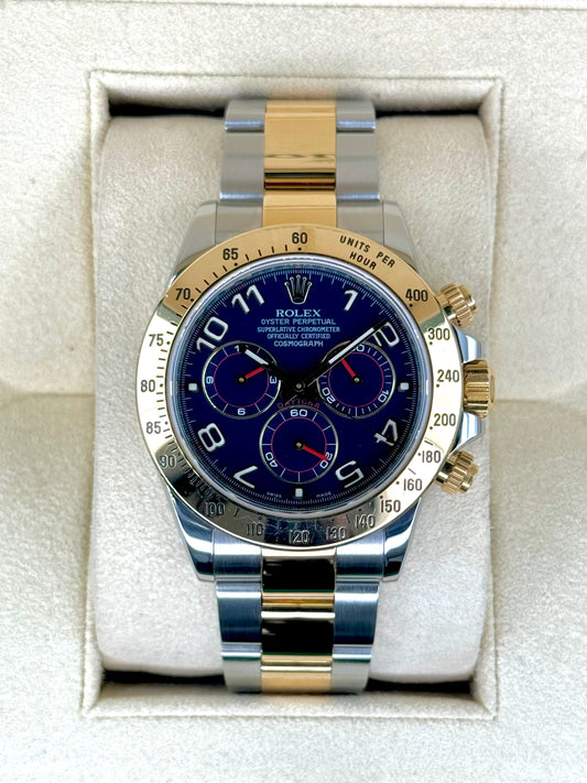 Rolex Daytona 40mm 116523 Two-Tone Blue Arabic Racing Dial