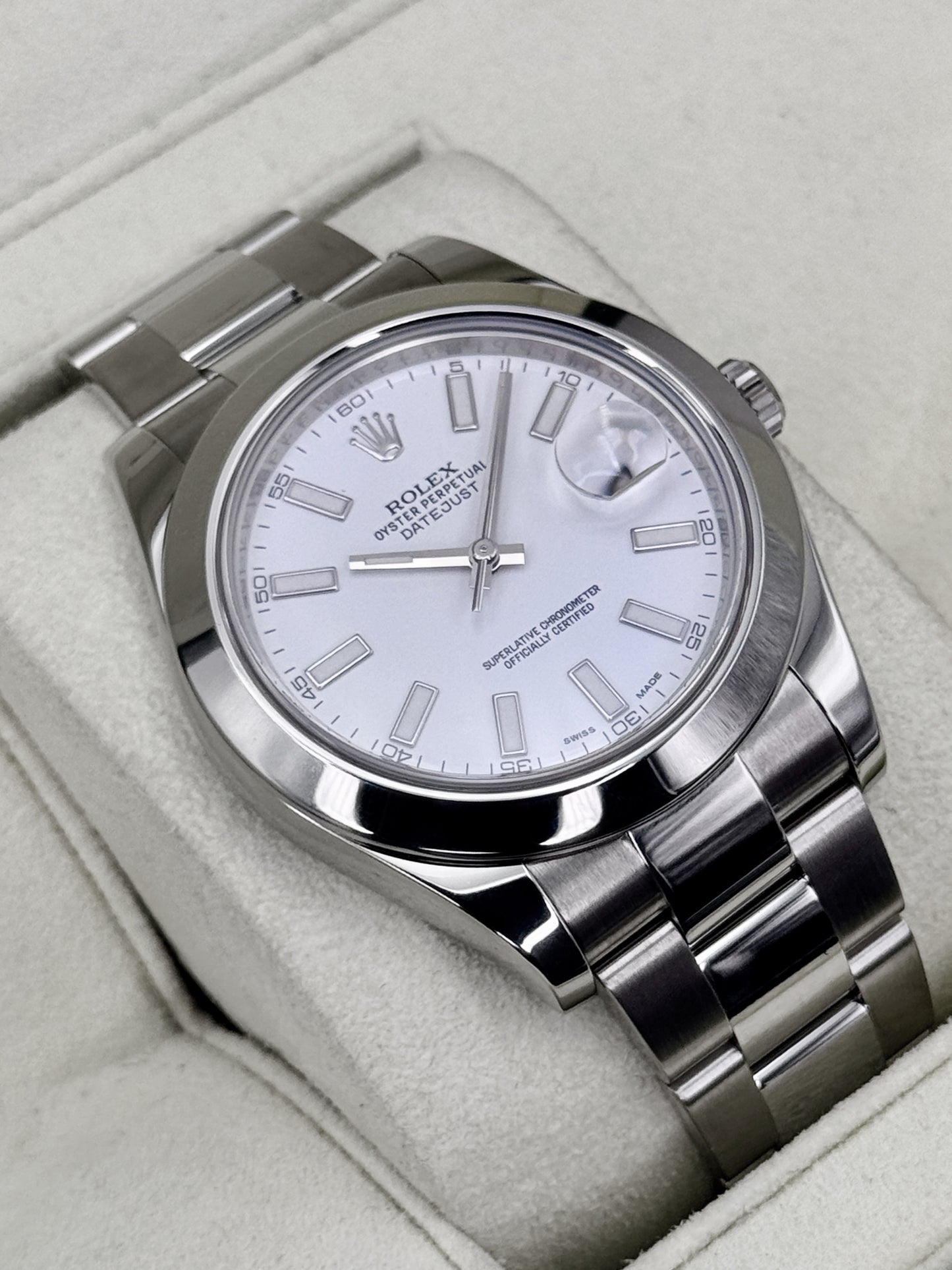2015 Rolex Datejust 41mm 116300 Stainless Steel Oyster White Dial