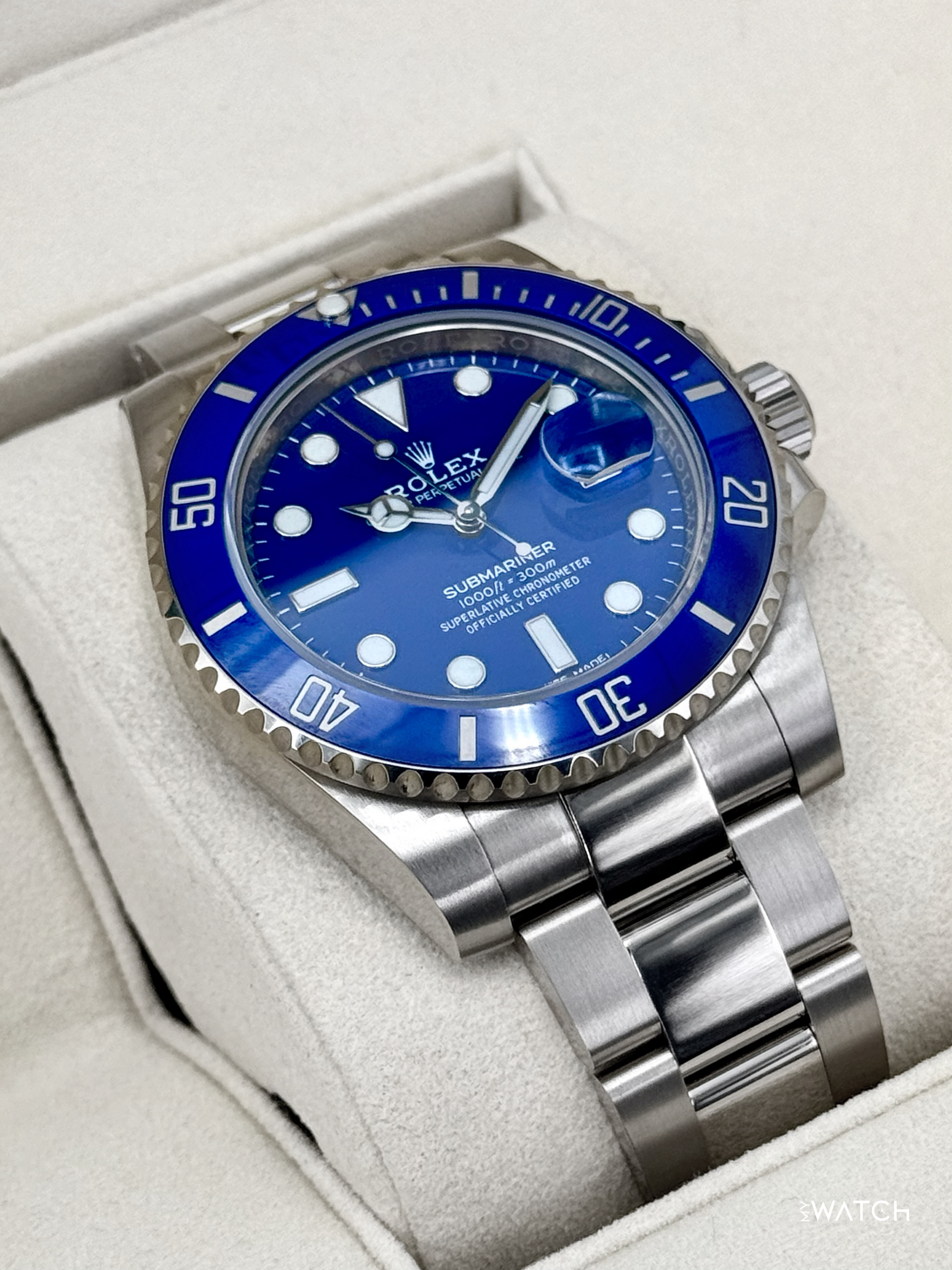 2020 Rolex Submariner "Smurf" 40mm 116619LB White Gold Blue Dial (NFC Card) - MyWatchLLC