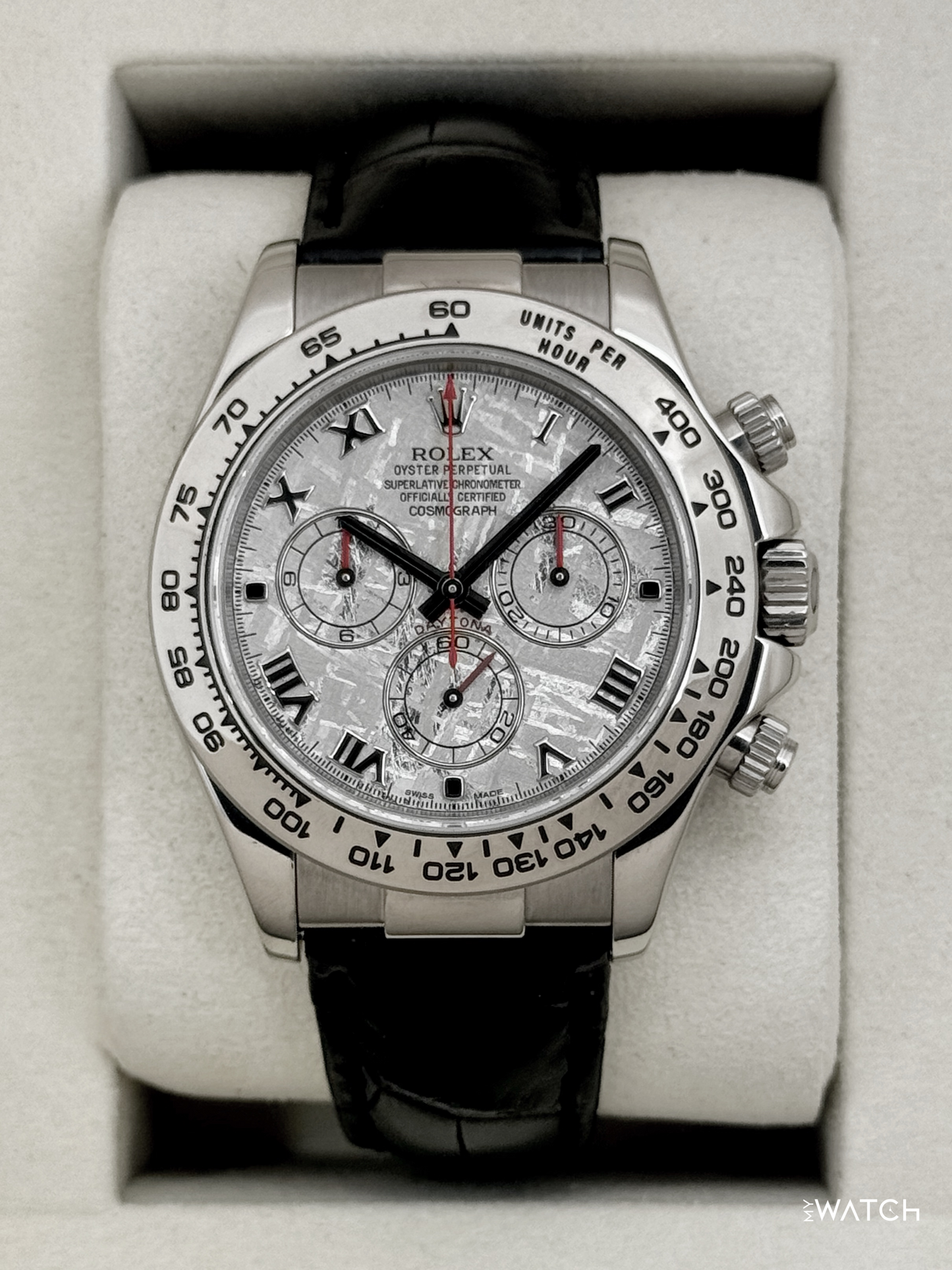 2002 Rolex Daytona 40mm 116519 White Gold Meteorite Dial - MyWatchLLC