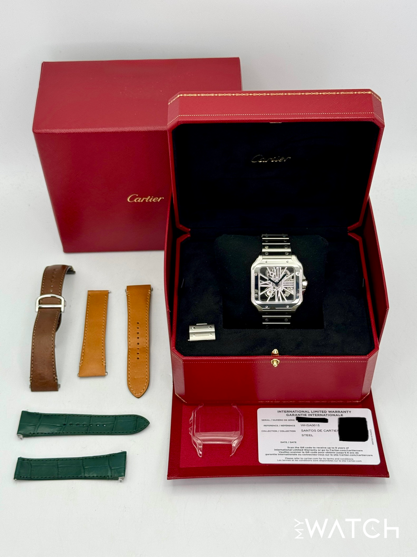 2021 Cartier Santos De Cartier 39.8mm WHSA0015 Stainless Steel Skeleton Dial