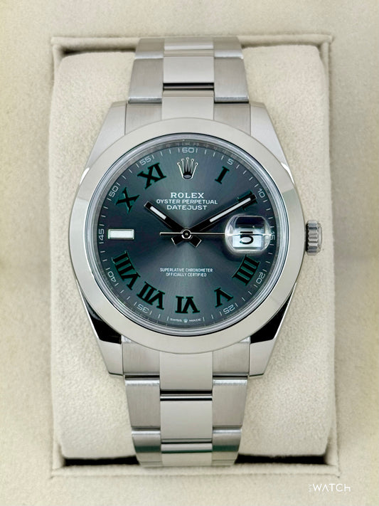 2021 Rolex Datejust 41mm 126300 Stainless Steel Oyster Wimbledon Dial