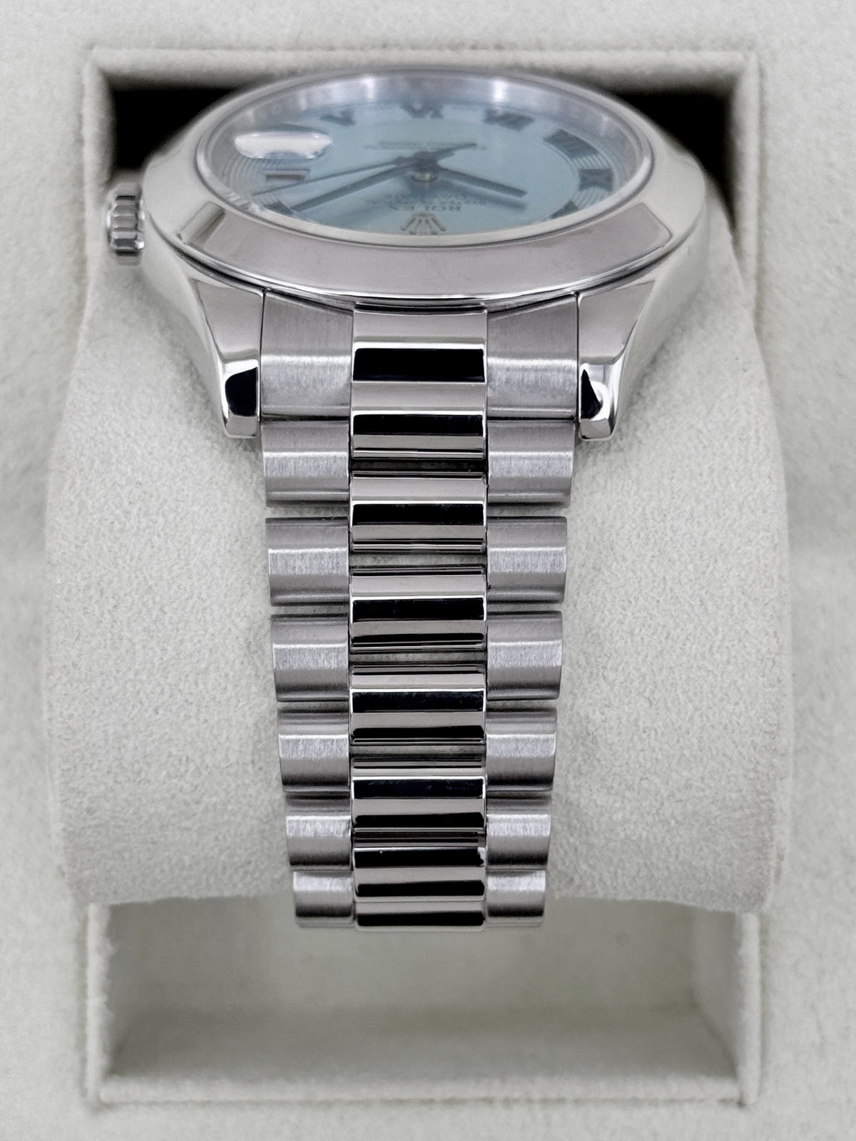 2014 Rolex Day-Date II 41mm 218206 Platinum Ice Blue Roman Numeral Dial